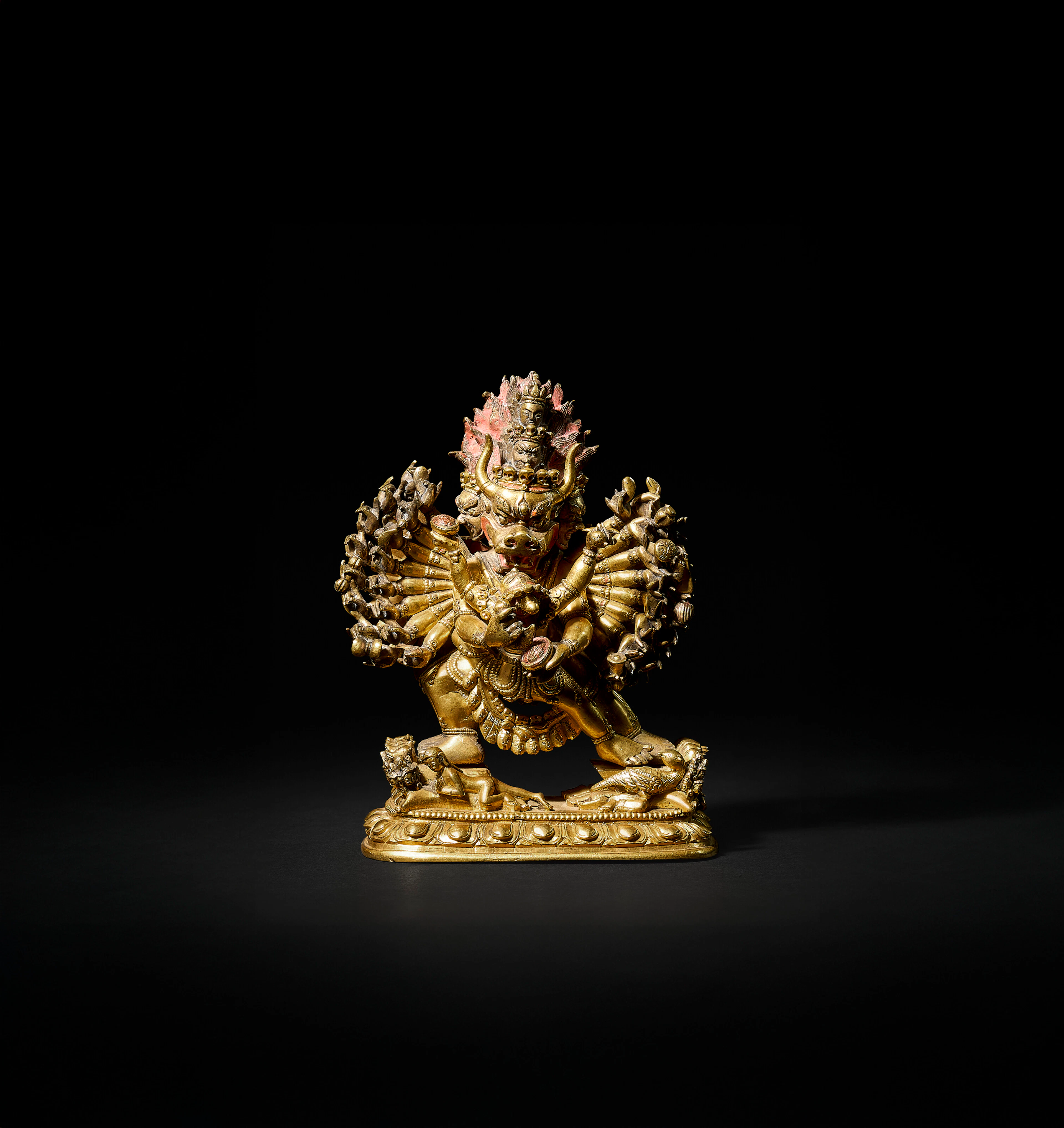 Statue De Vajrabhairava En Alliage De Cuivre Doré
