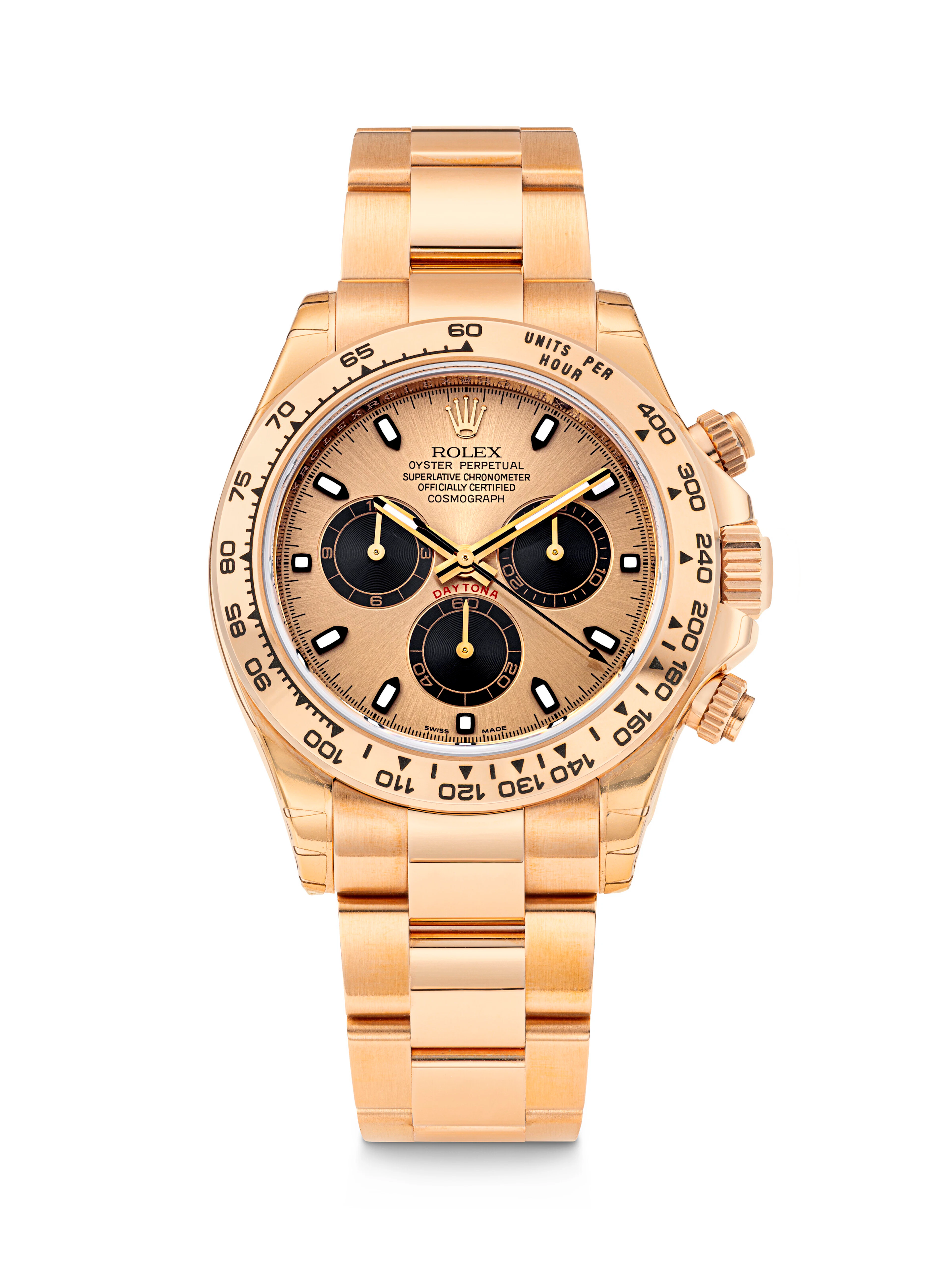 ROLEX. AN ATTRACTIVE 18K PINK GOLD AUTOMATIC CHRONOGRAPH WRISTWATCH