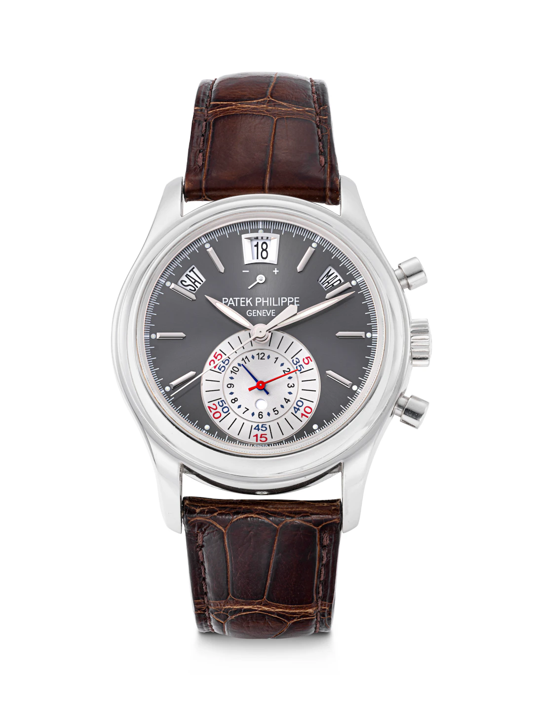 Patek Philippe. A Platinum Automatic Annual Calendar Flyback Chronograph