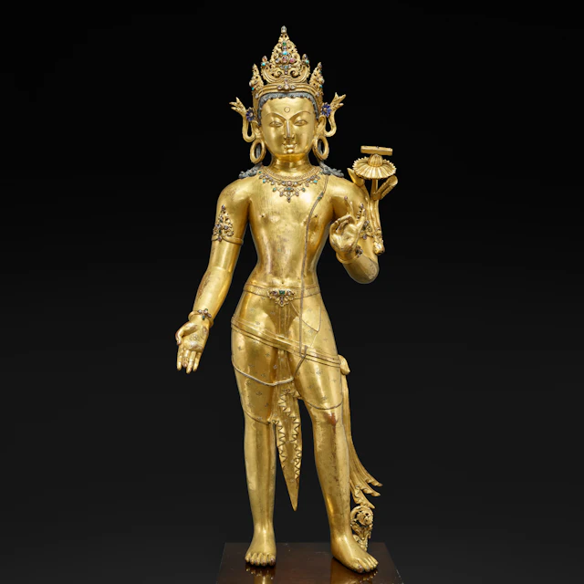 A Gilt-Copper Alloy Figure of Manjushri