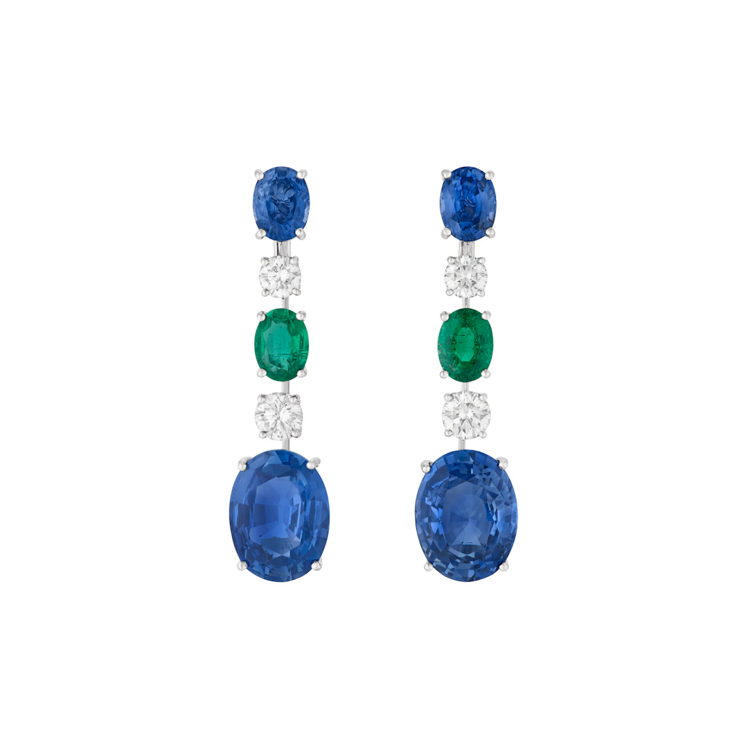 Bulgari Sapphire, Emerald and Diamond Earrings