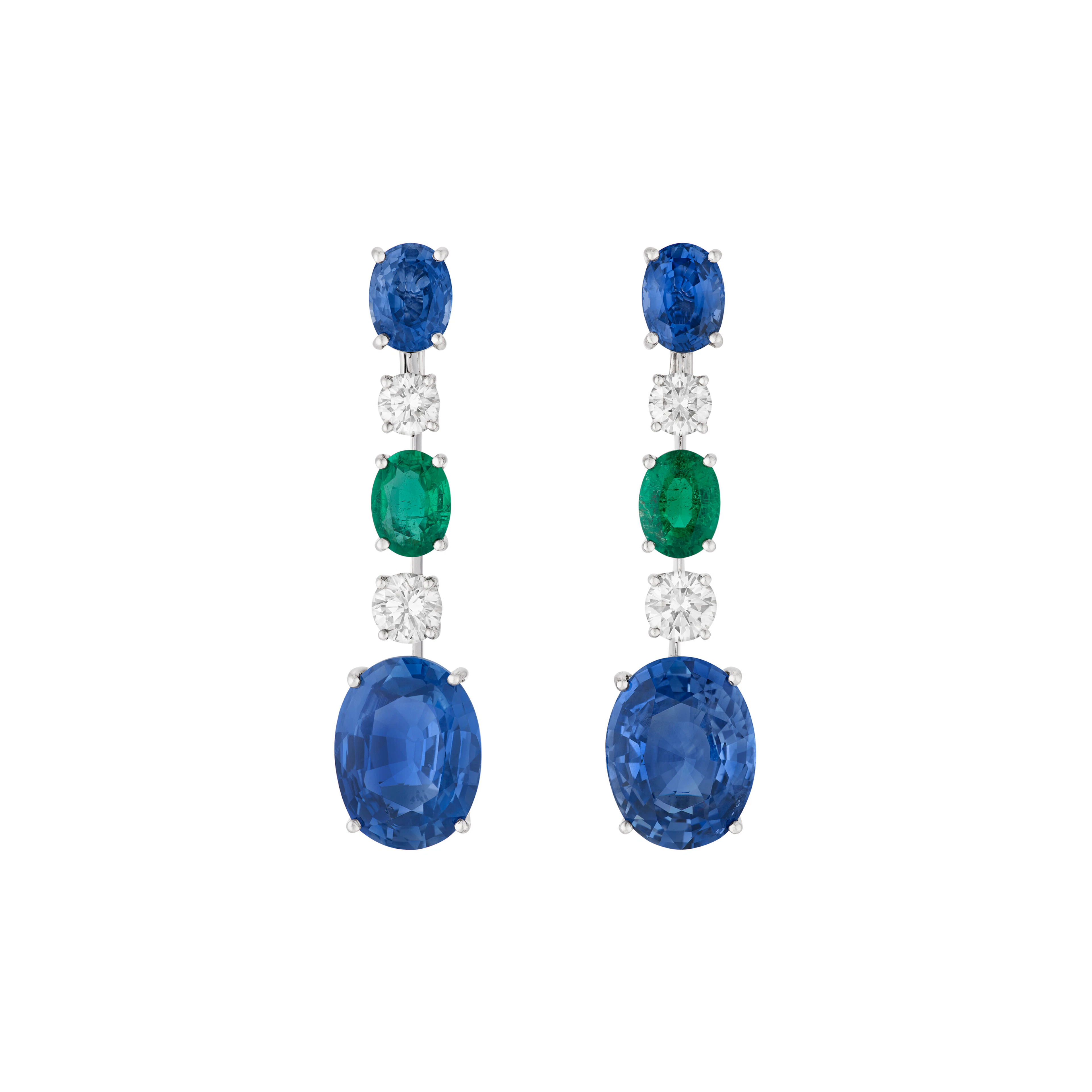 Bulgari Sapphire, Emerald and Diamond Earrings