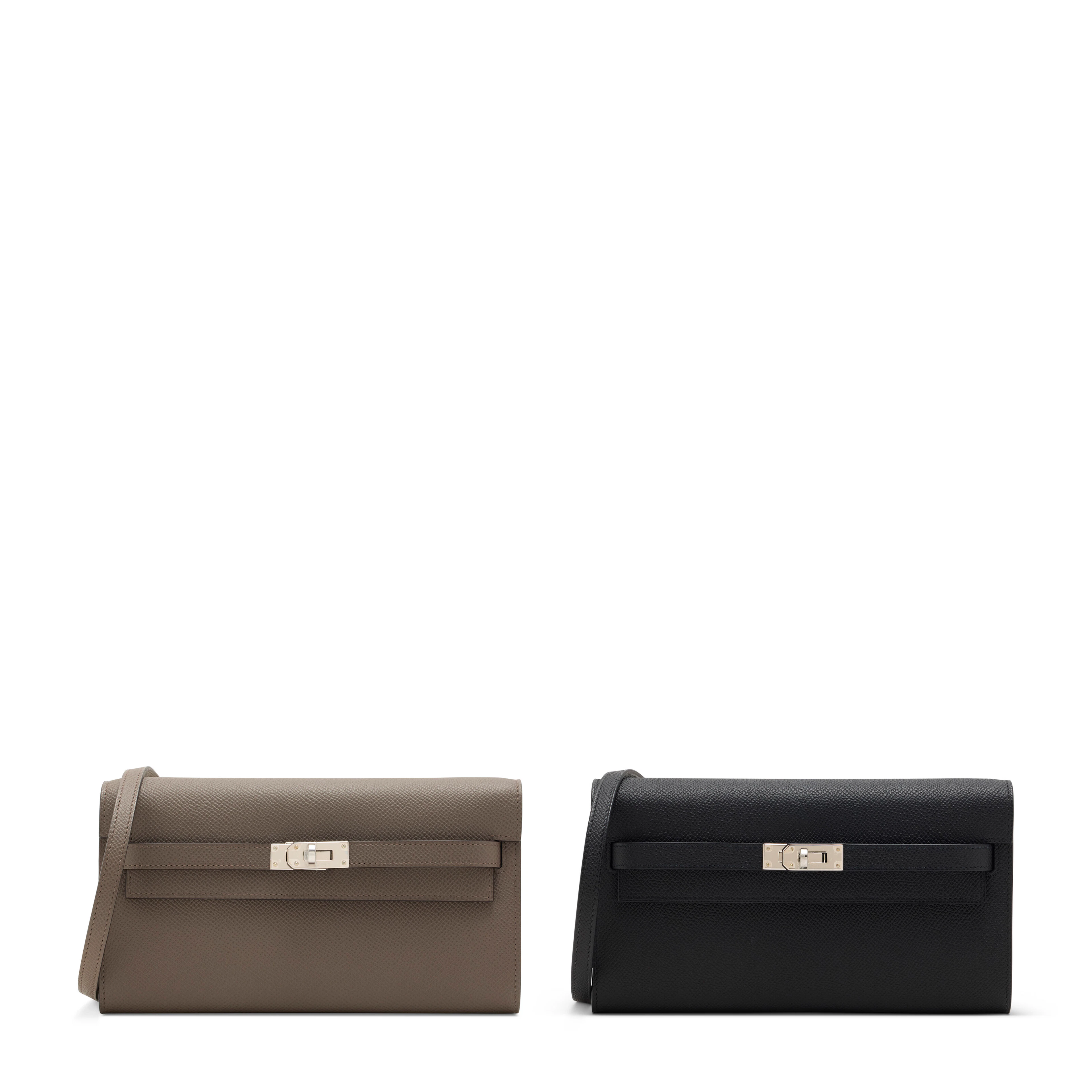 A Set of Two: an Étain Epsom Leather Kelly to Go with Palladium Hardware