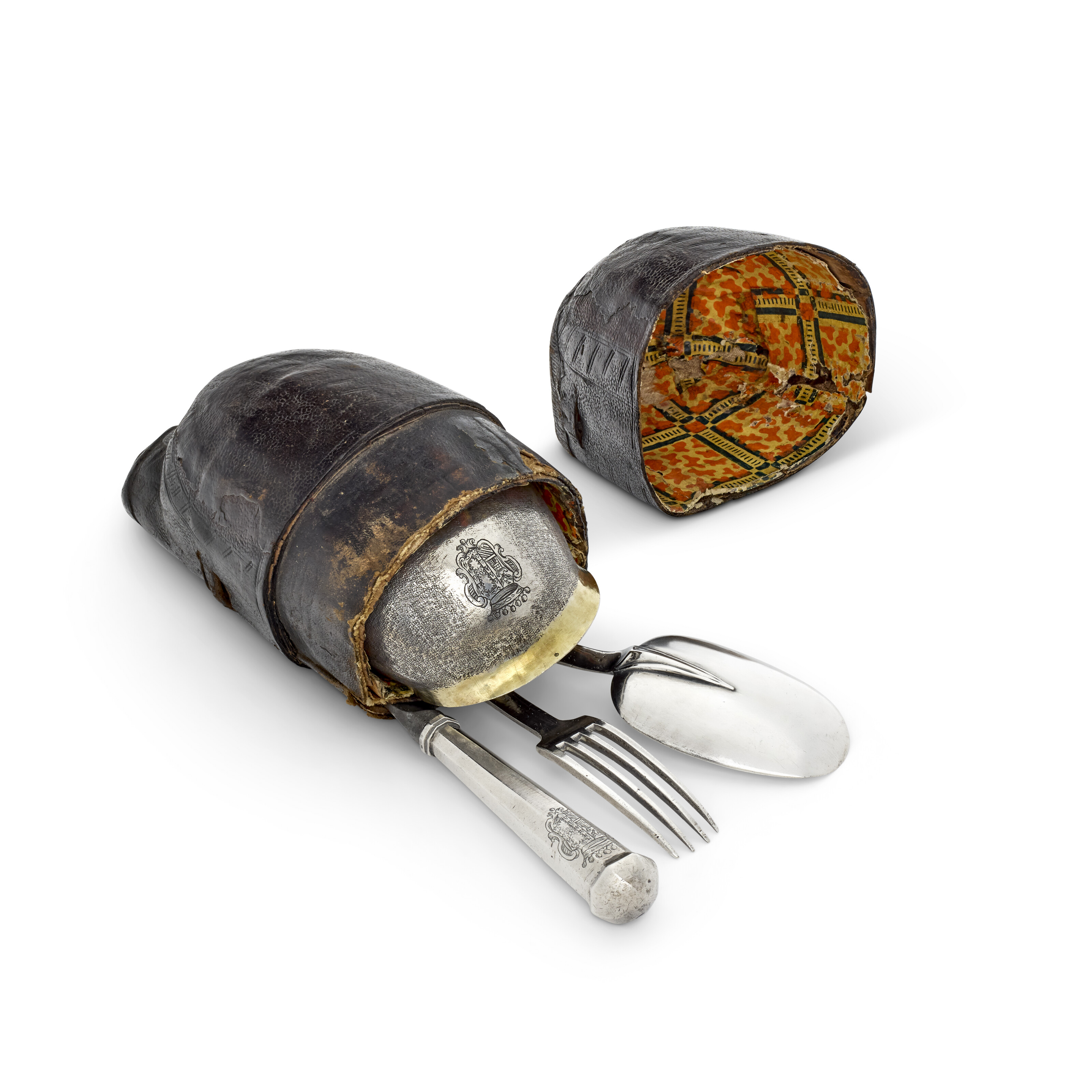 Nécessaire De Chasse En Argent Et Vermeil Italien