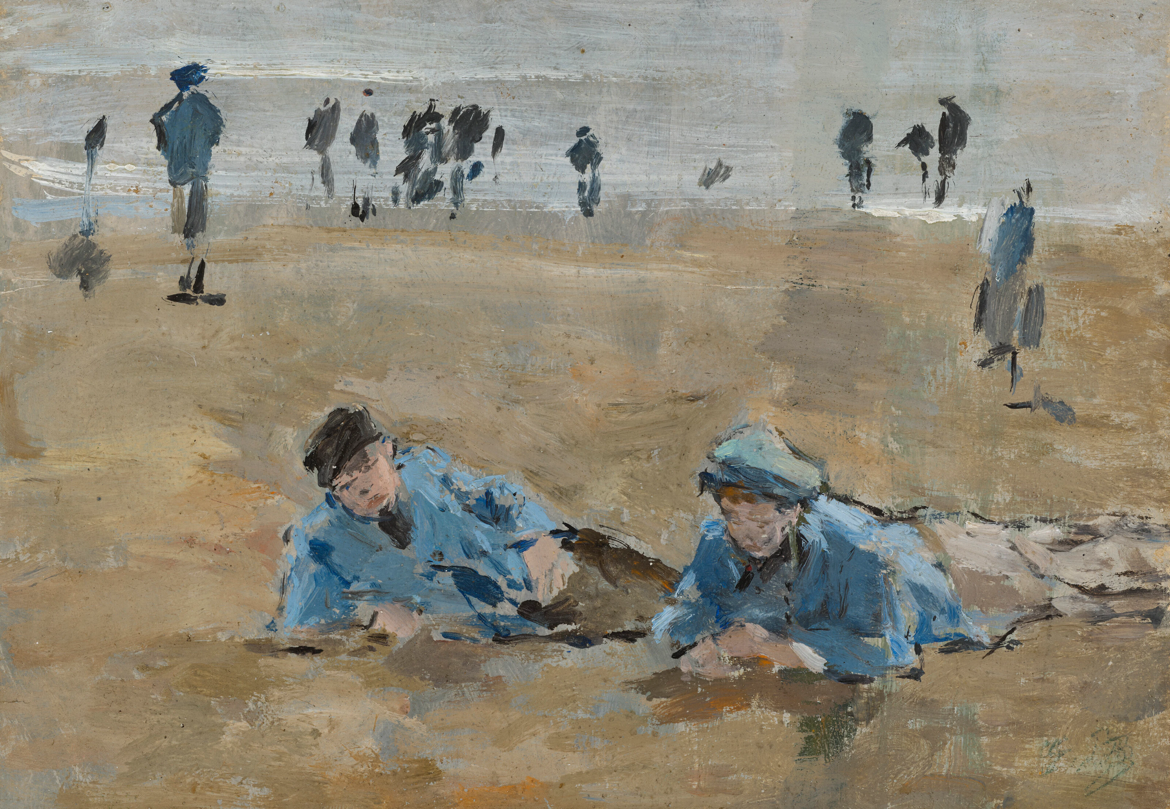 EUGENE BOUDIN (1824-1898) Deux garçons allongés sur la plage