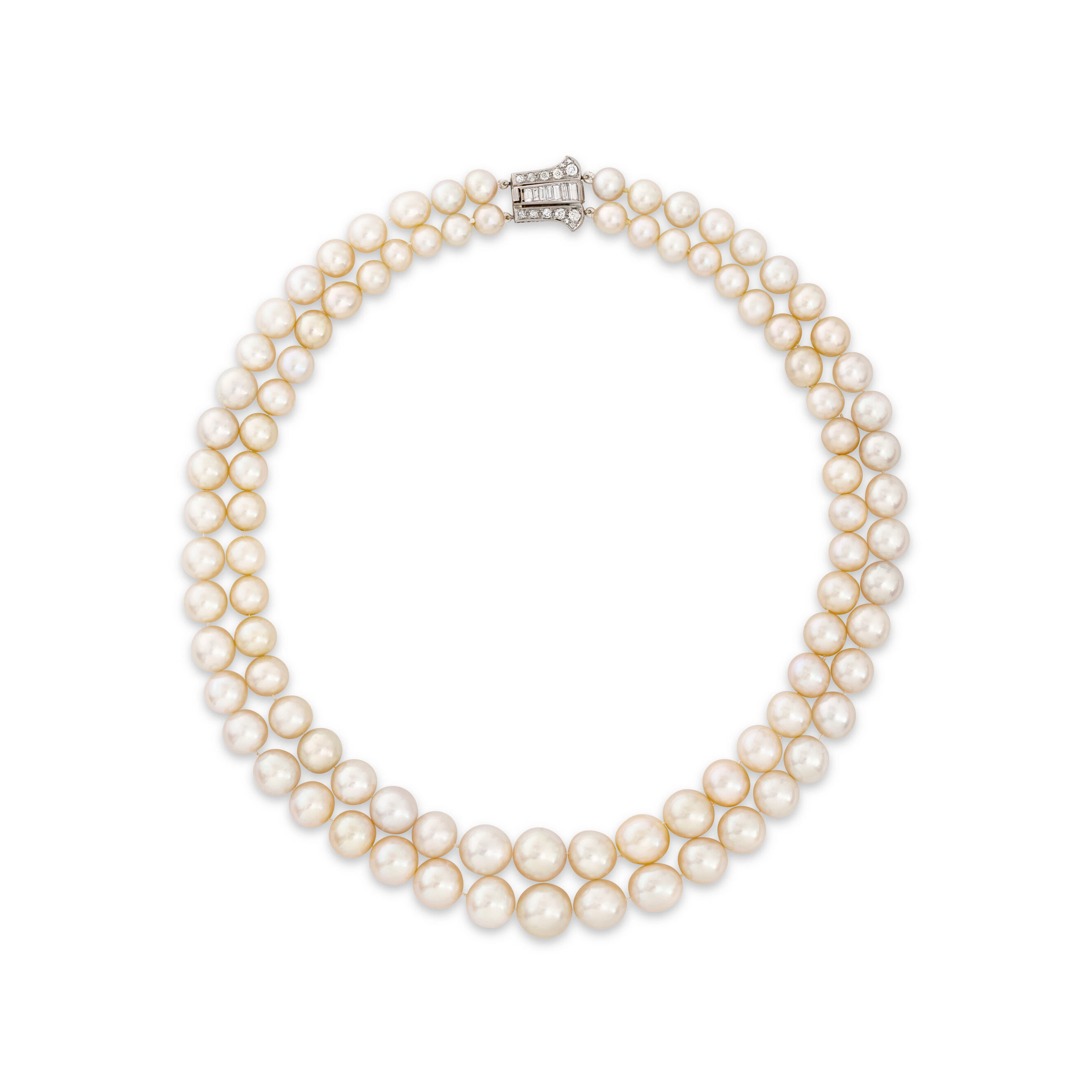EXCEPTIONAL NATURAL PEARL AND DIAMOND NECKLACE