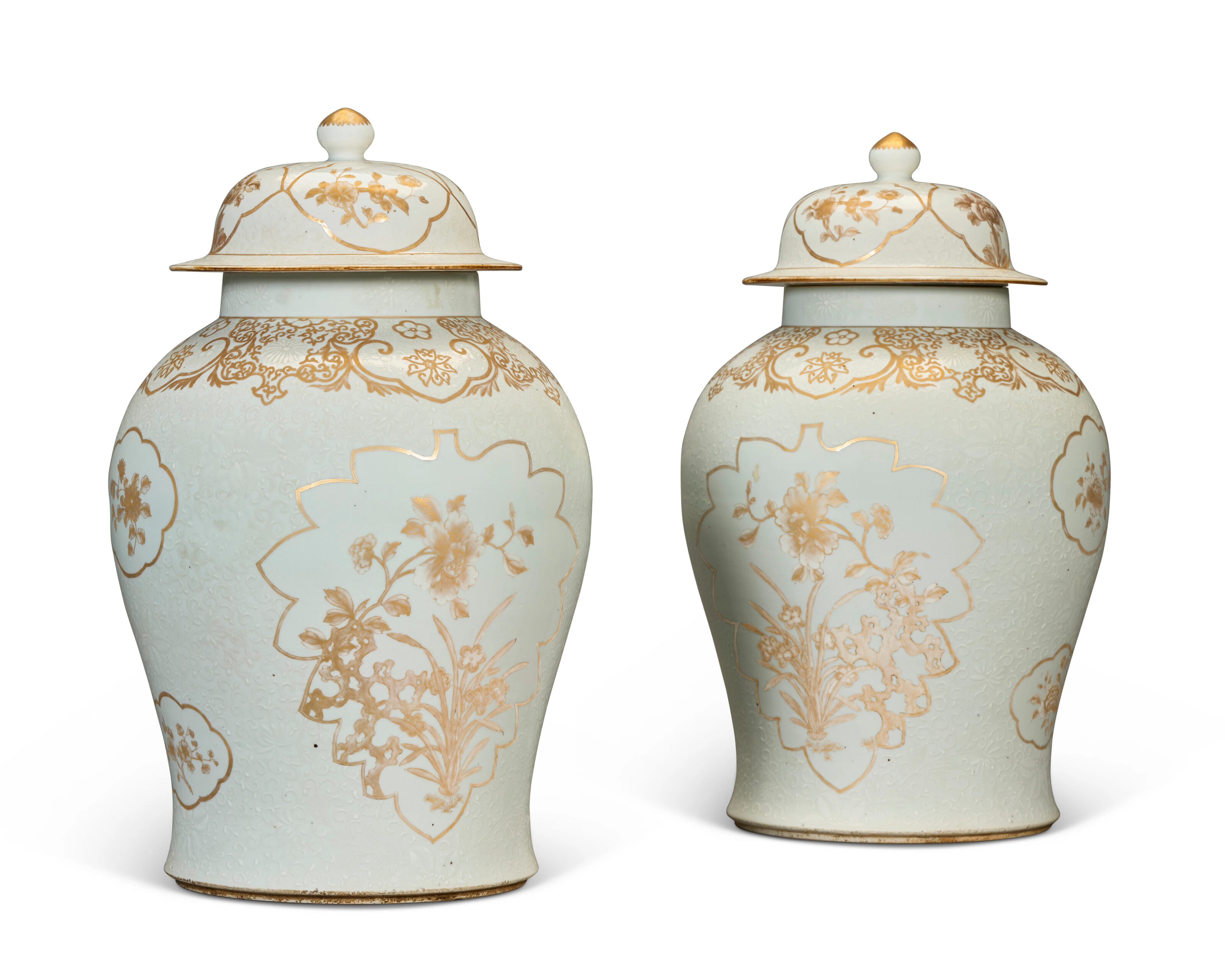 A Pair of Chinese Export Porcelain Vases and Covers