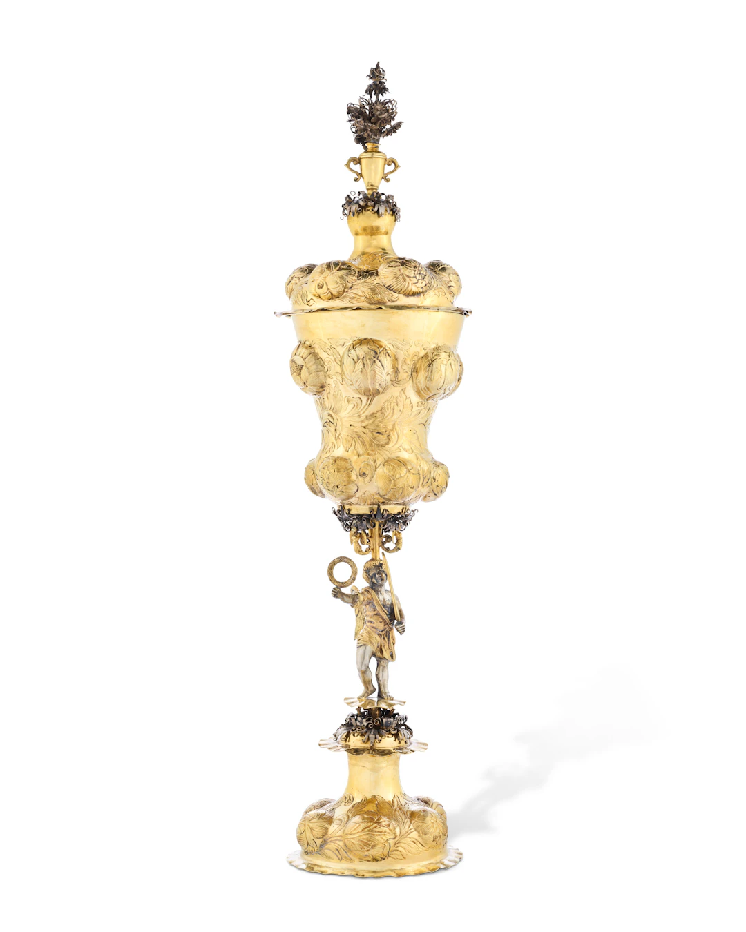 Grande Coupe Et Son Couvercle En Vermeil Et Argent Allemand