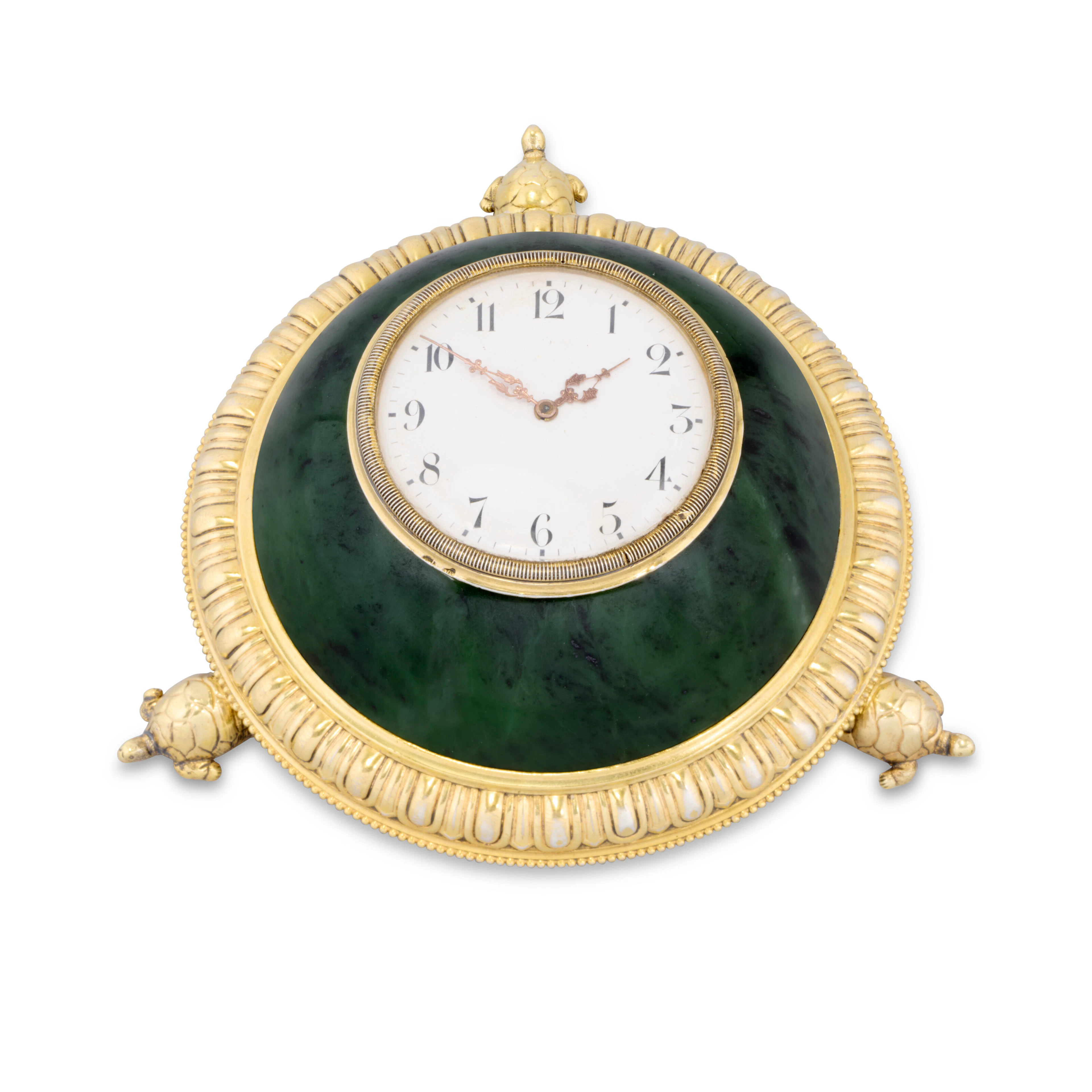 A Silver-Gilt Mounted Nephrite Desk Clock