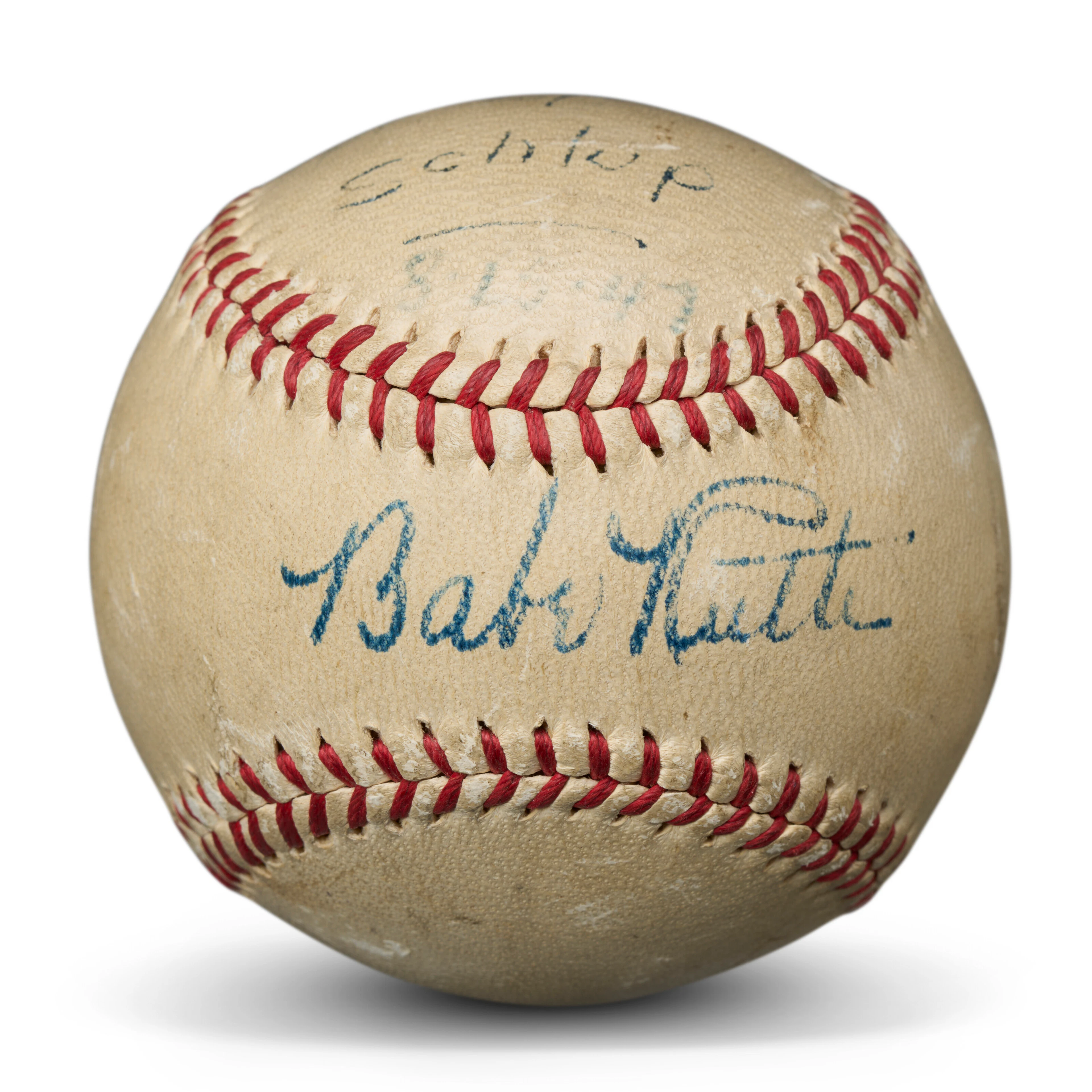 BABE RUTH SINGLE SIGNED BASEBALL (PSA/DNA 7 NM)