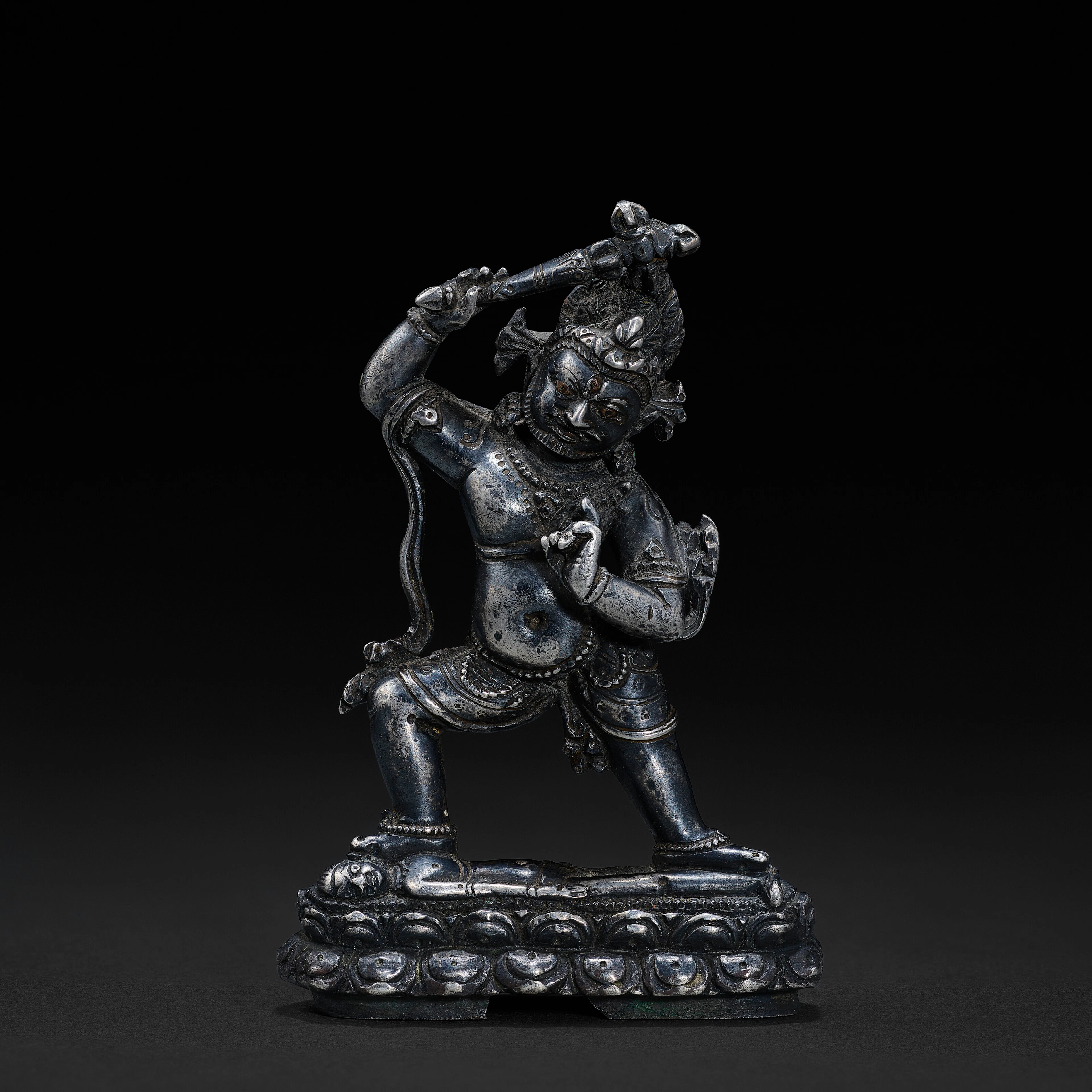 A Copper Inlaid Silver Figure of Yama Dharmaraja (Inner Form)