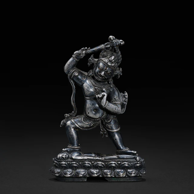 A Copper Inlaid Silver Figure of Yama Dharmaraja (Inner Form)