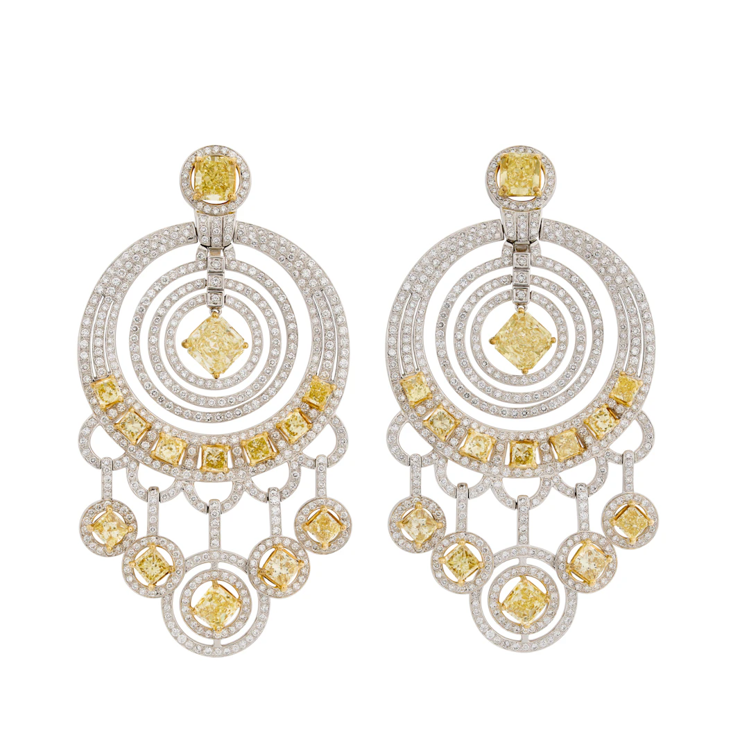 Graff Pair of Coloured Diamond and Diamond 'Gypsy' Earrings