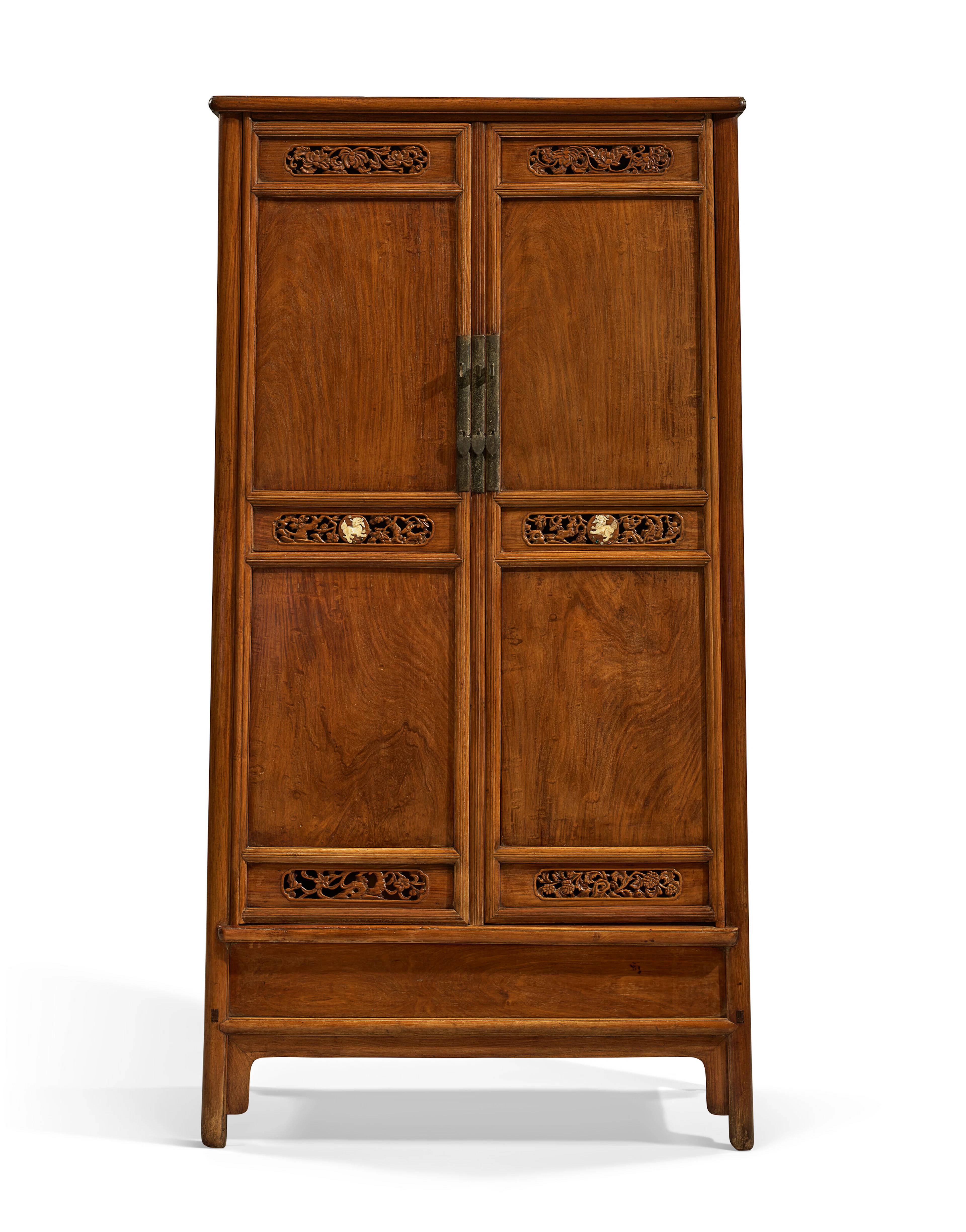 A Very Rare Mother-Of-Pearl-Inset Huanghuali Round-Corner Cabinet