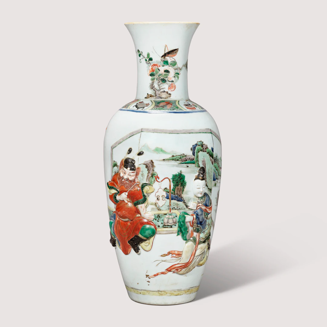 A Rare and Finely Moulded Famille Verte ‘Zhong Kui’ Vase