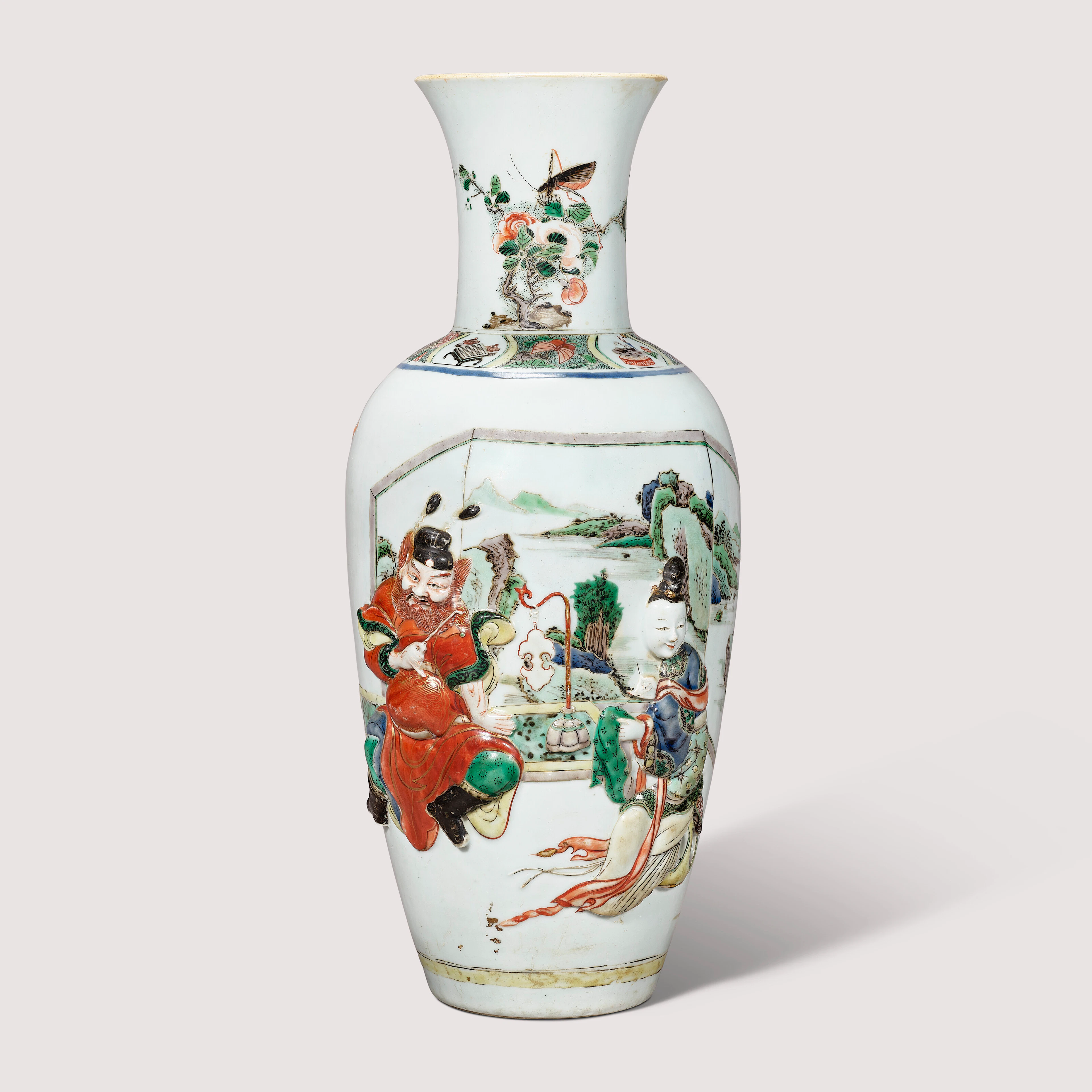 A Rare and Finely Moulded Famille Verte ‘Zhong Kui’ Vase