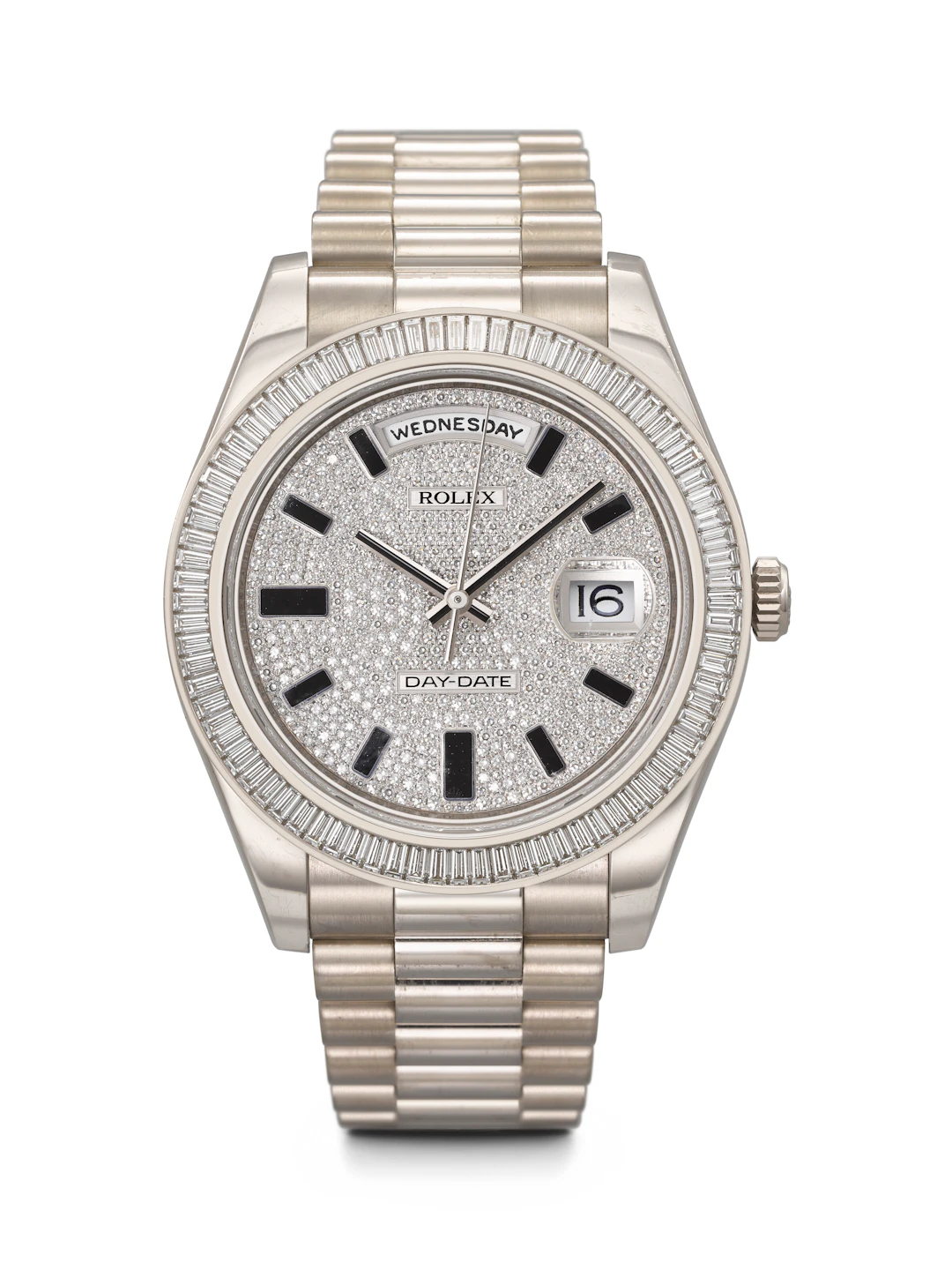 Rolex. A Rare and Attractive 18K White Gold and Diamond-Set Wristwatch