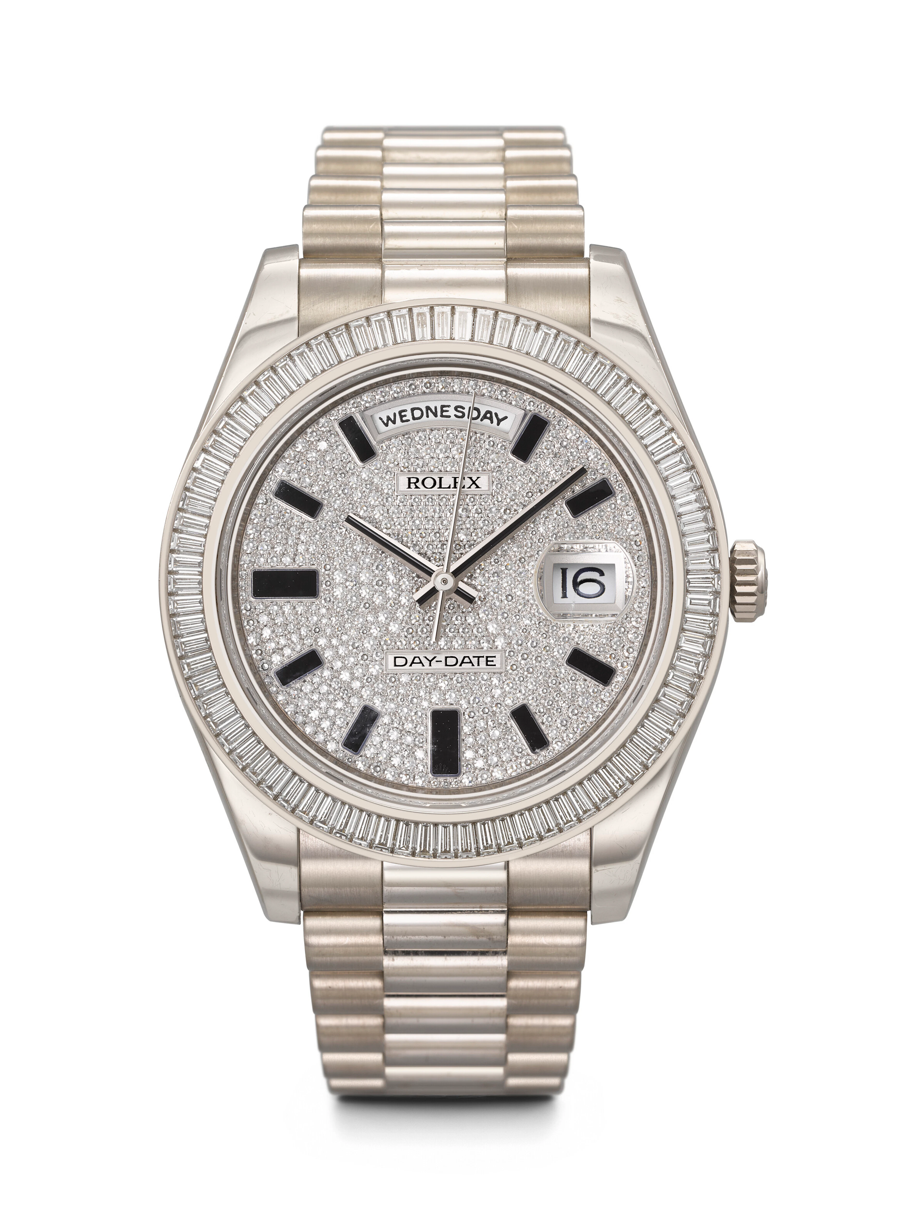Rolex. A Rare and Attractive 18K White Gold and Diamond-Set Wristwatch