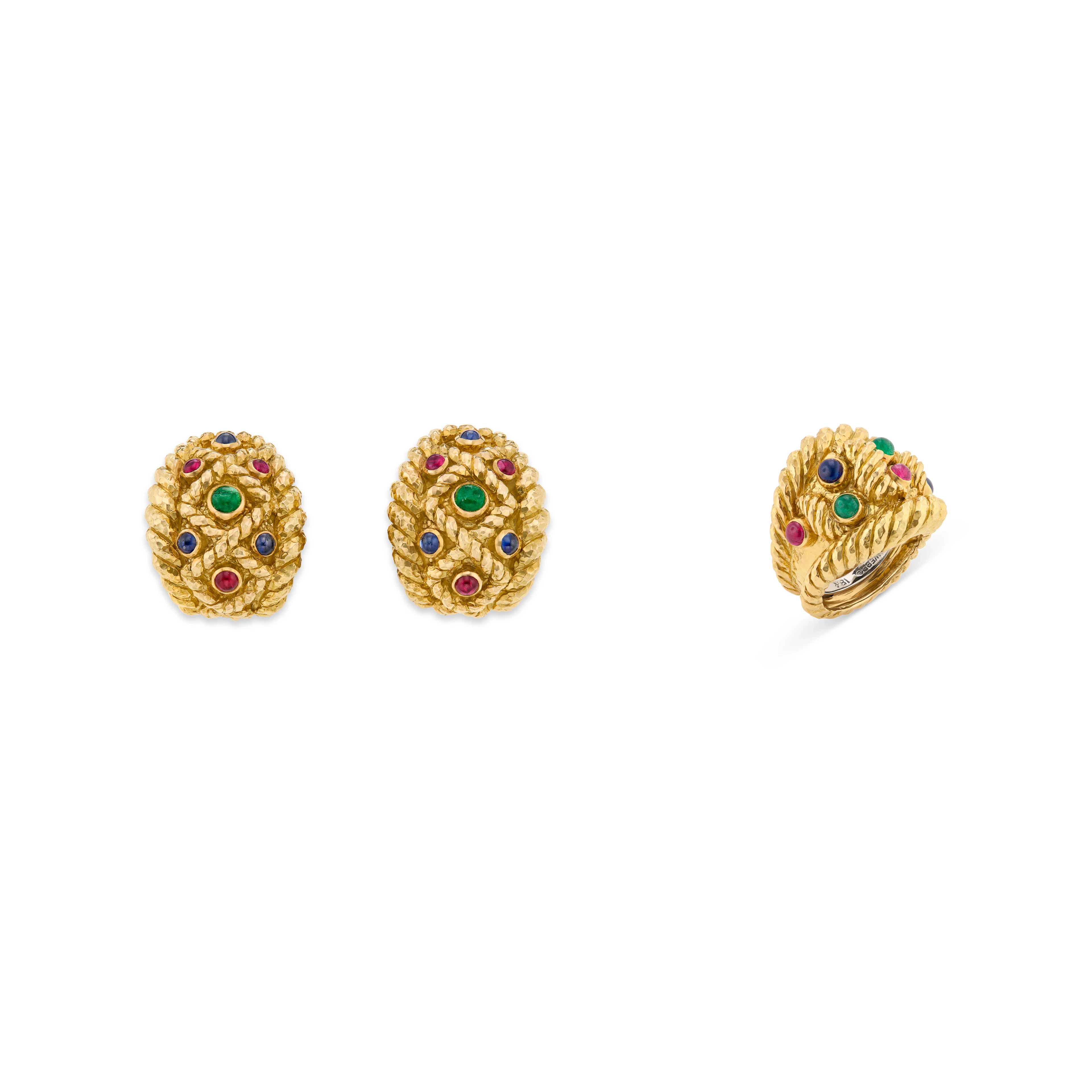 David Webb Set of Multi-Gem and Gold Jewelry