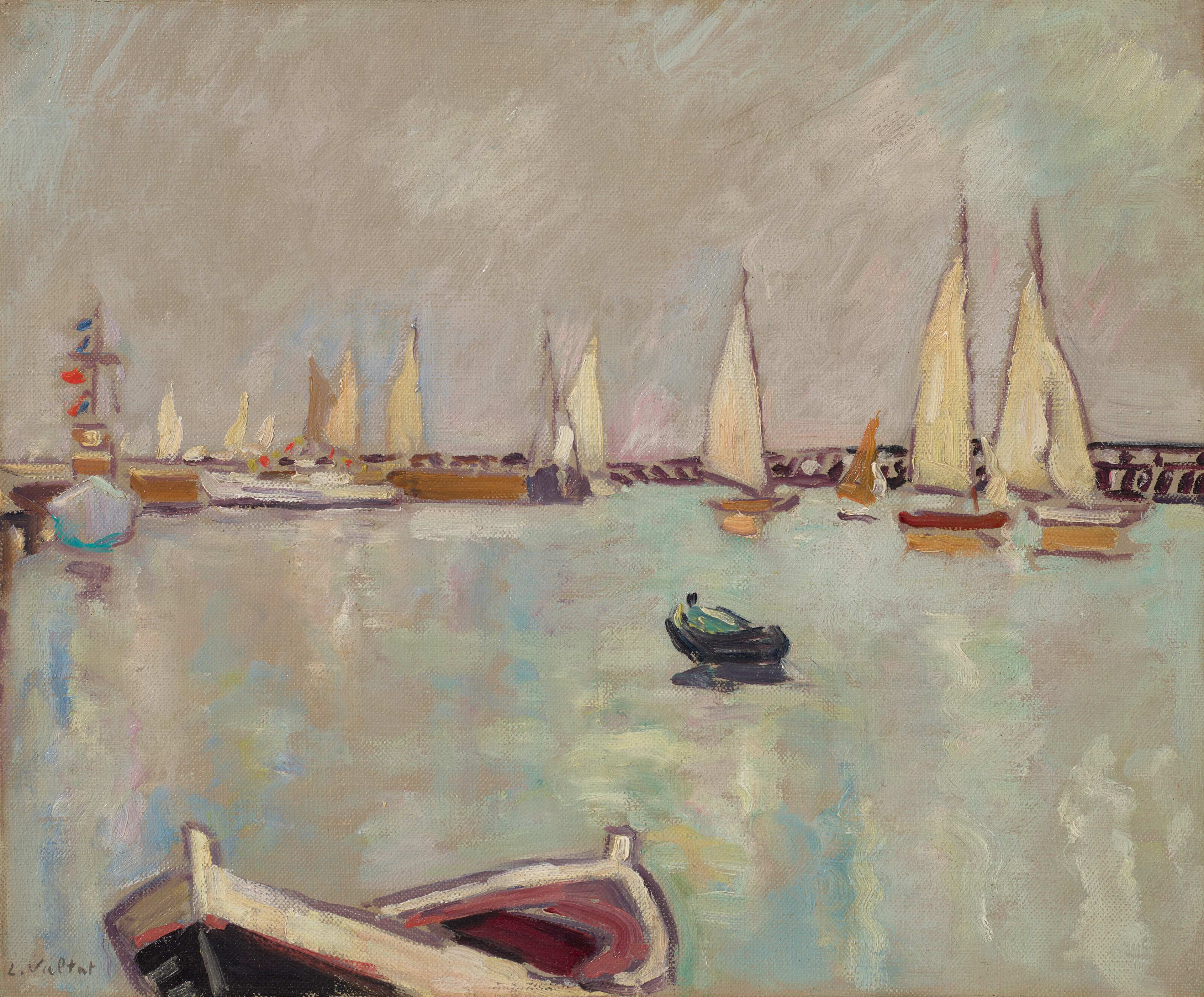 LOUIS VALTAT (1869-1952) Barques et voiliers à Ouistreham