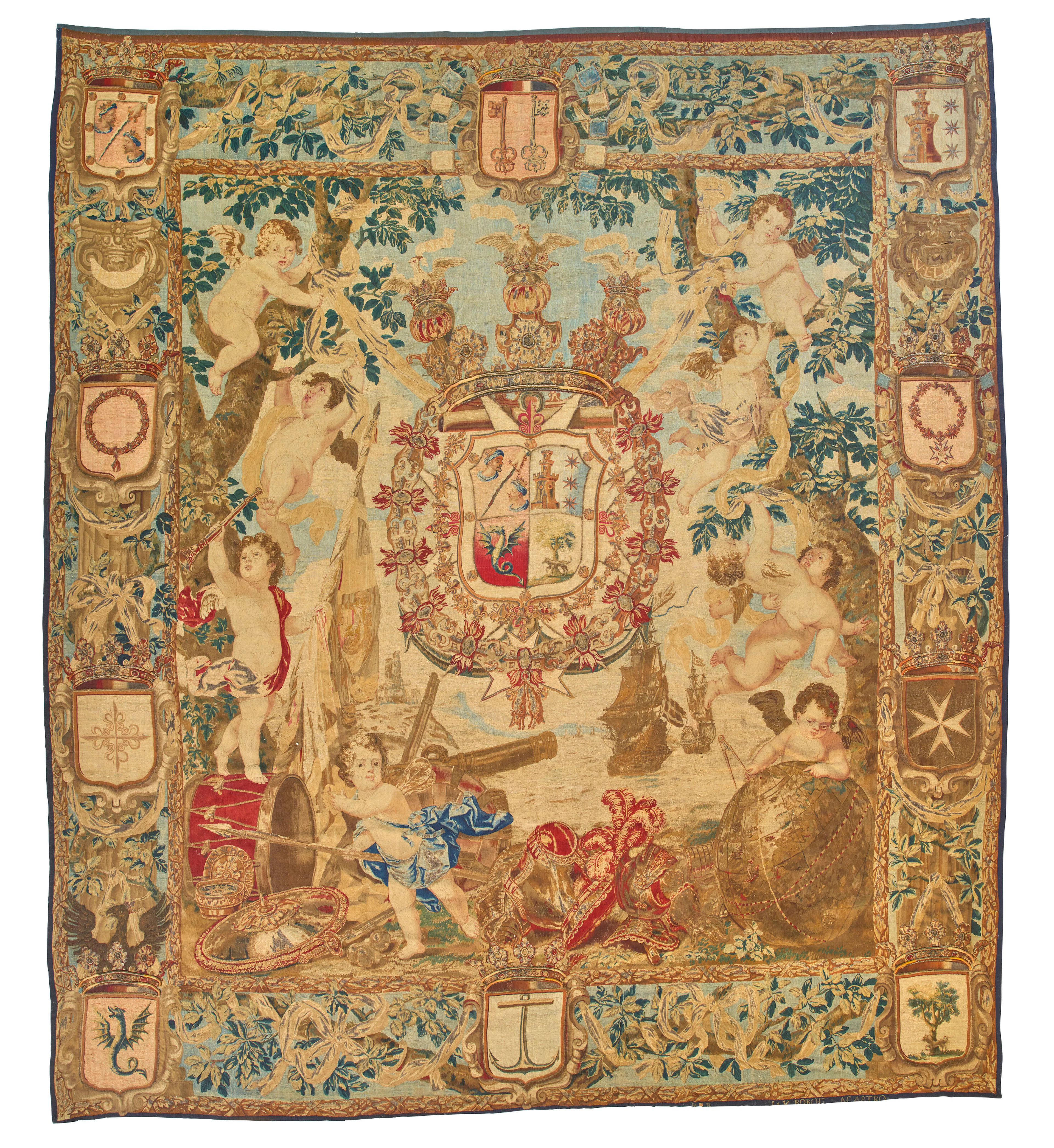 A Brussels Silk and Metal-Thread Armorial Tapestry