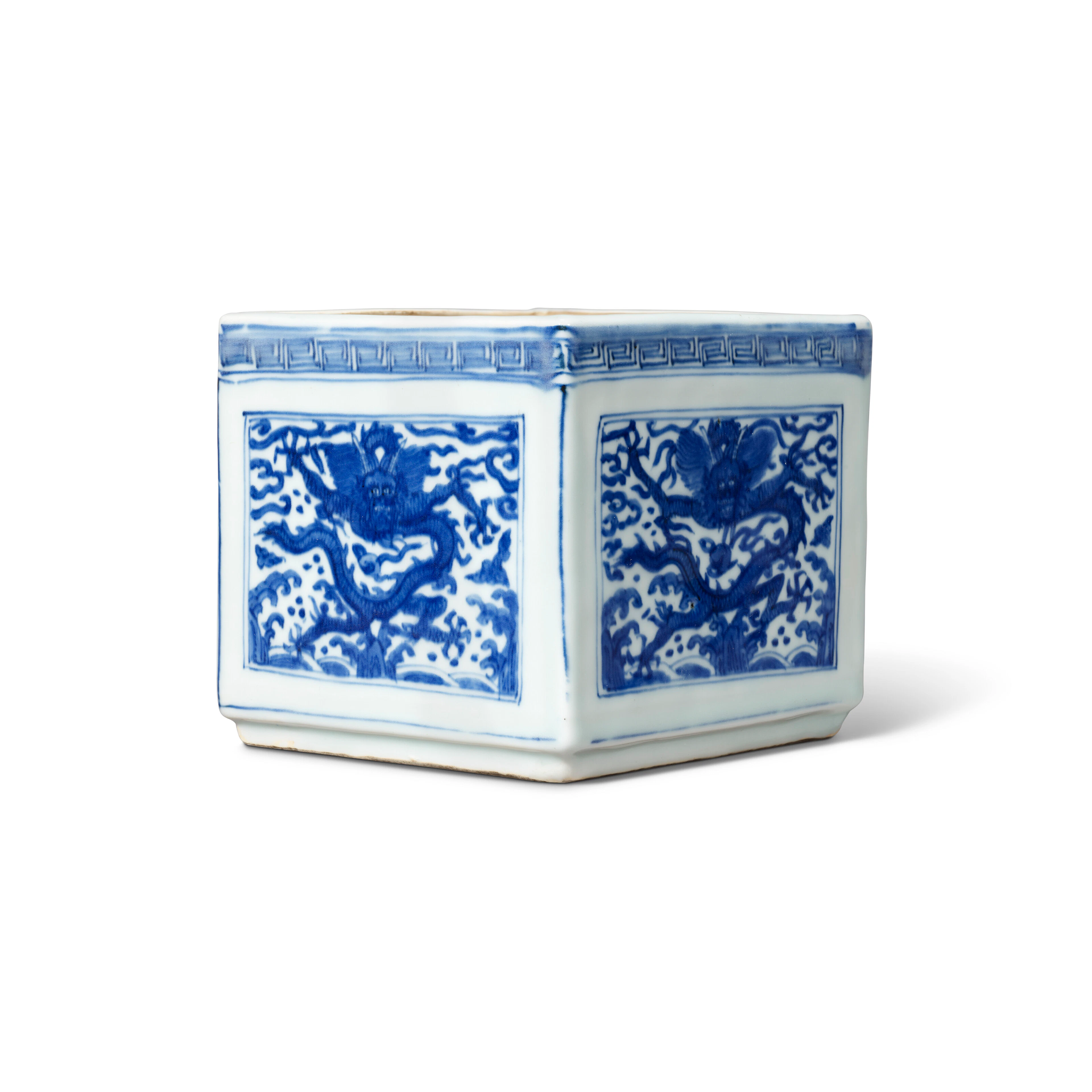 A Rare Blue and White Square 'Dragon' Box