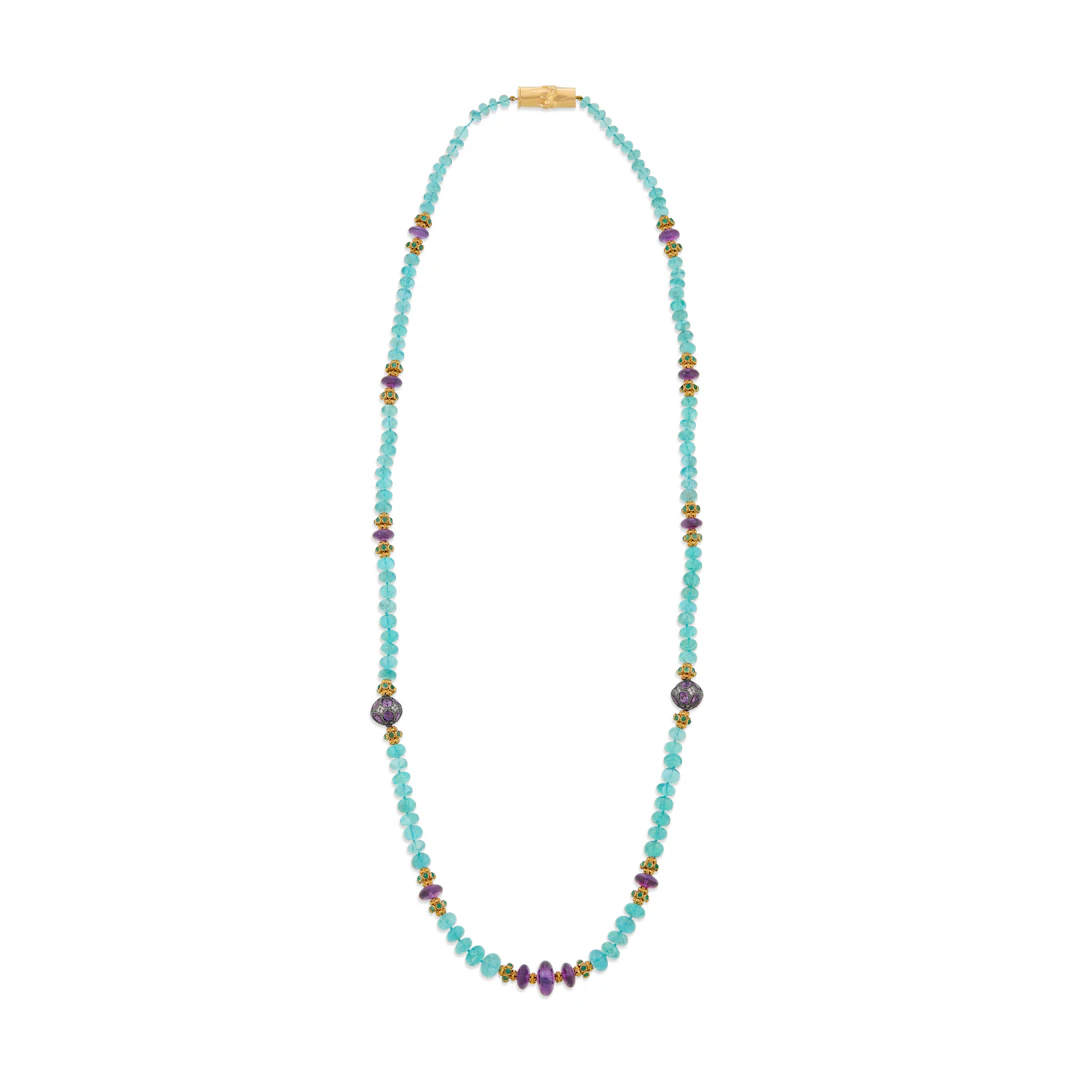 Verdura Apatite, Amethyst, Emerald and Diamond Longchain Necklace