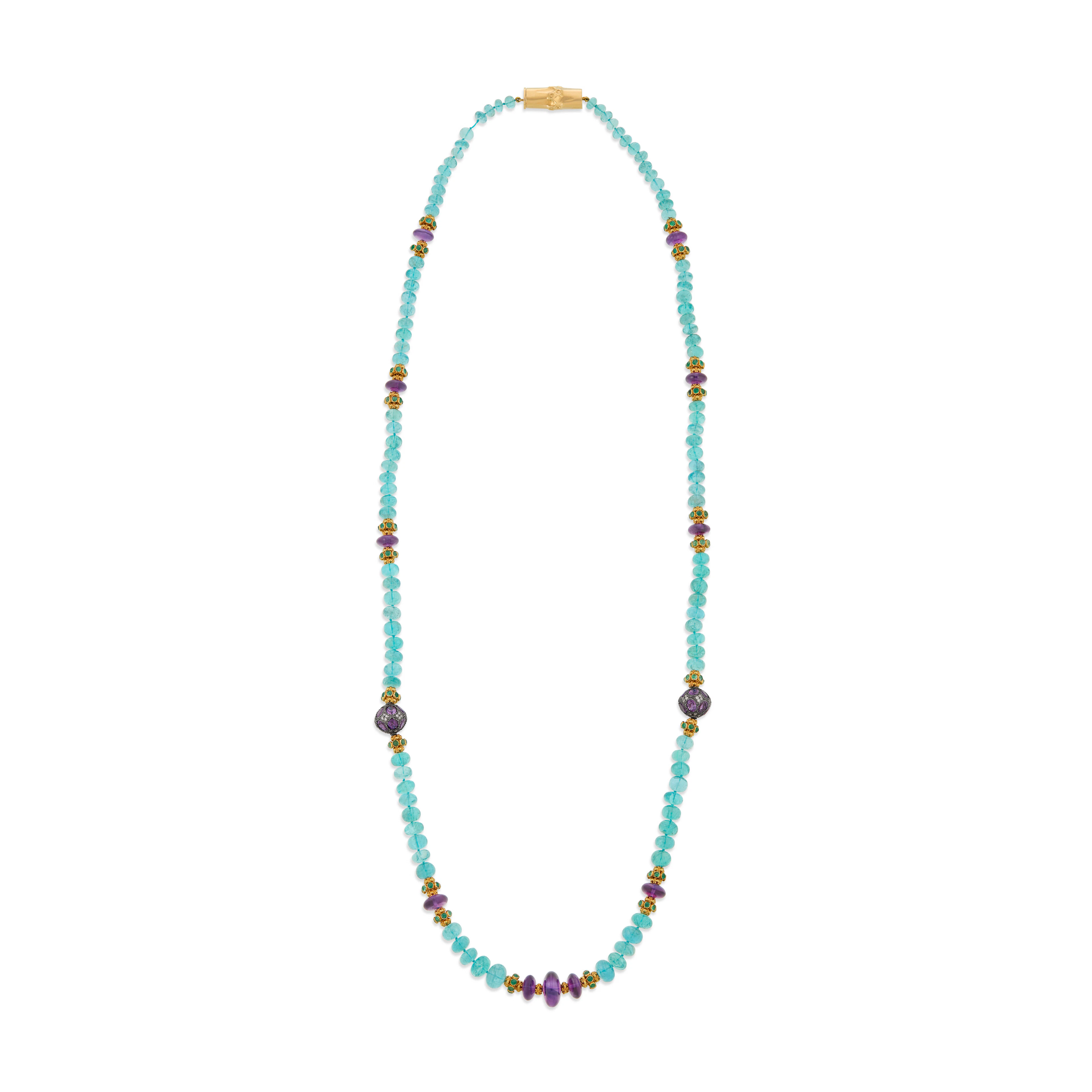 Verdura Apatite, Amethyst, Emerald and Diamond Longchain Necklace