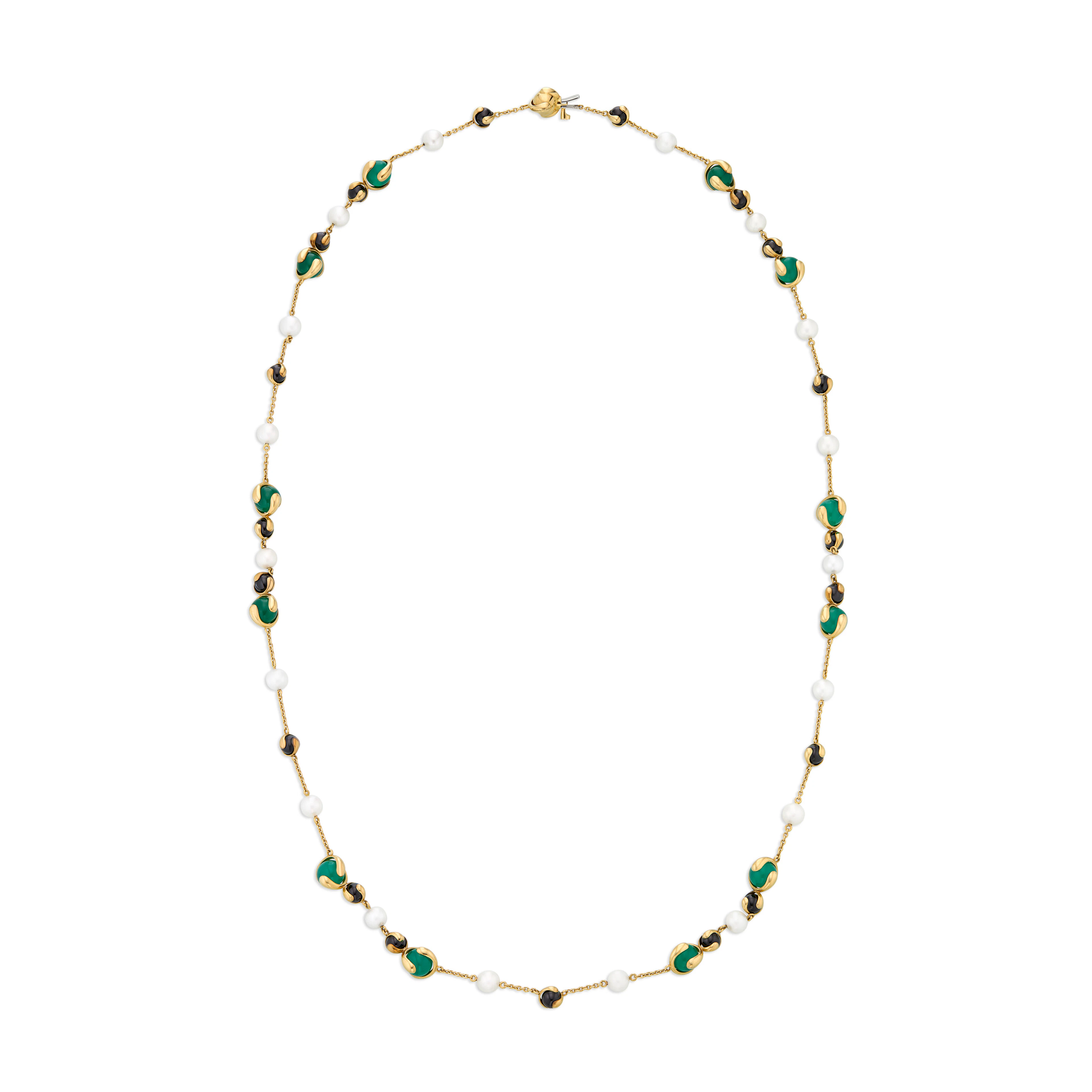 Marina B Chrysoprase, Onyx and Cultured Pearl 'Cardan' Longchain Necklace