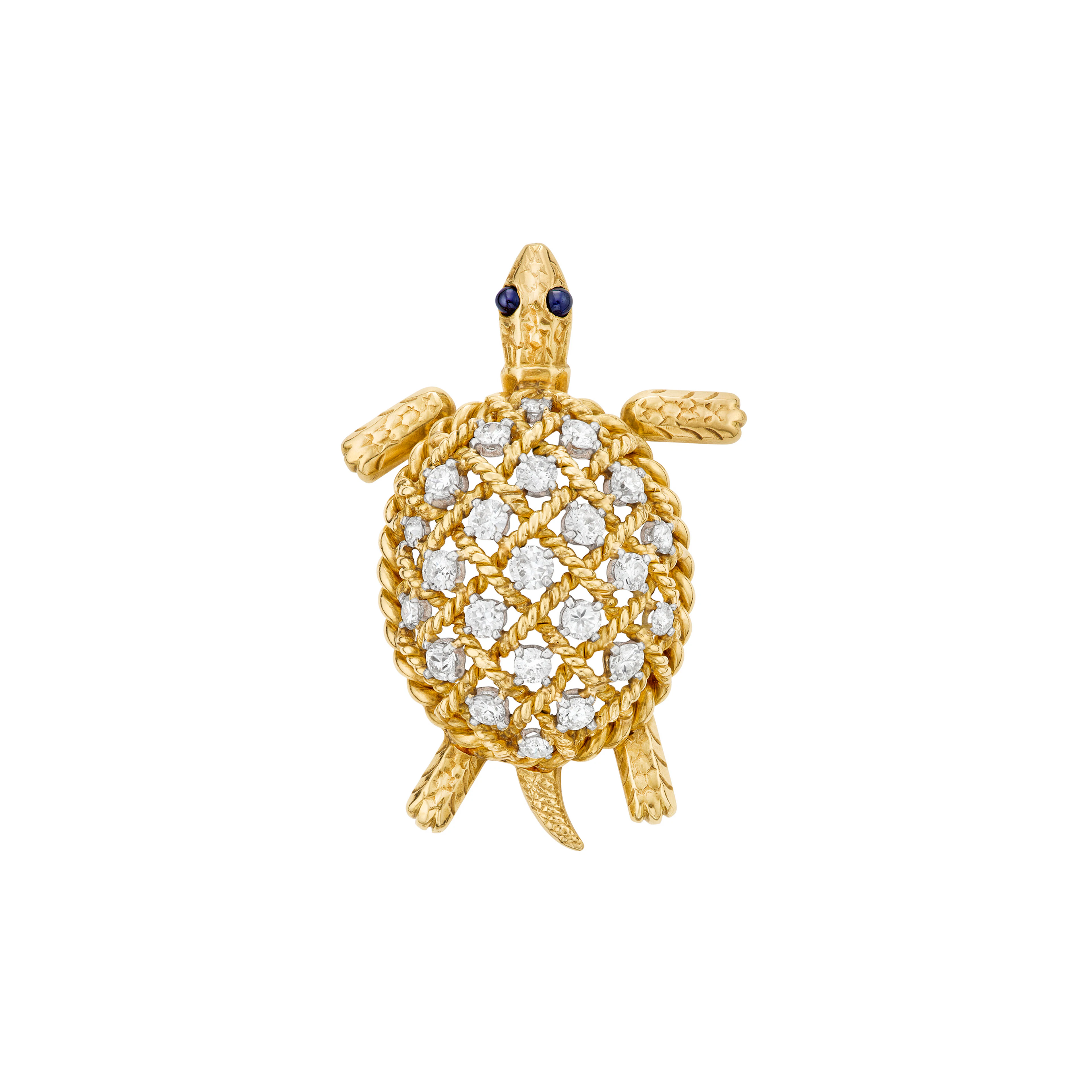 Cartier Sapphire and Diamond Turtle Clip-Brooch