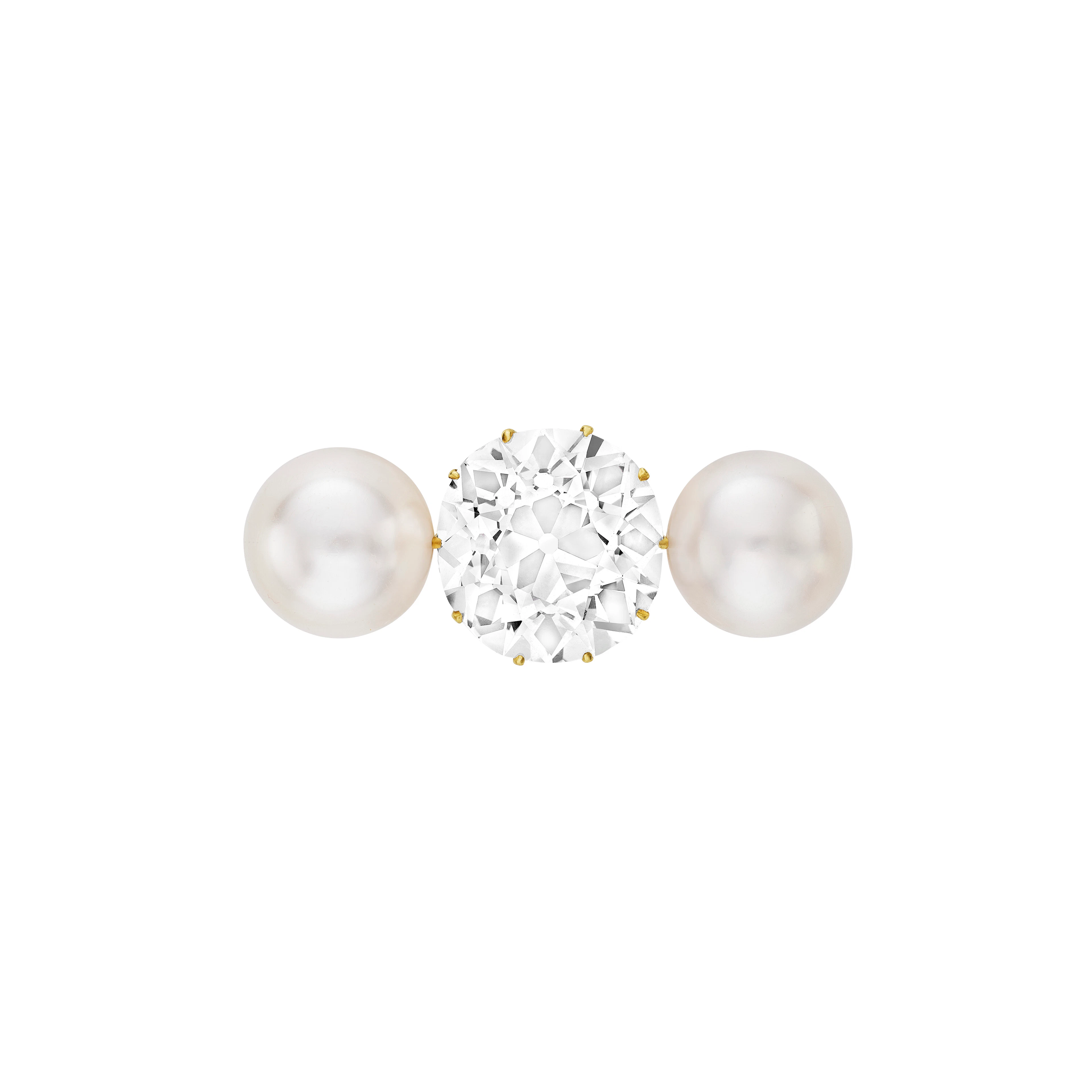 An Exceptional Antique Natural Pearl and Diamond Brooch