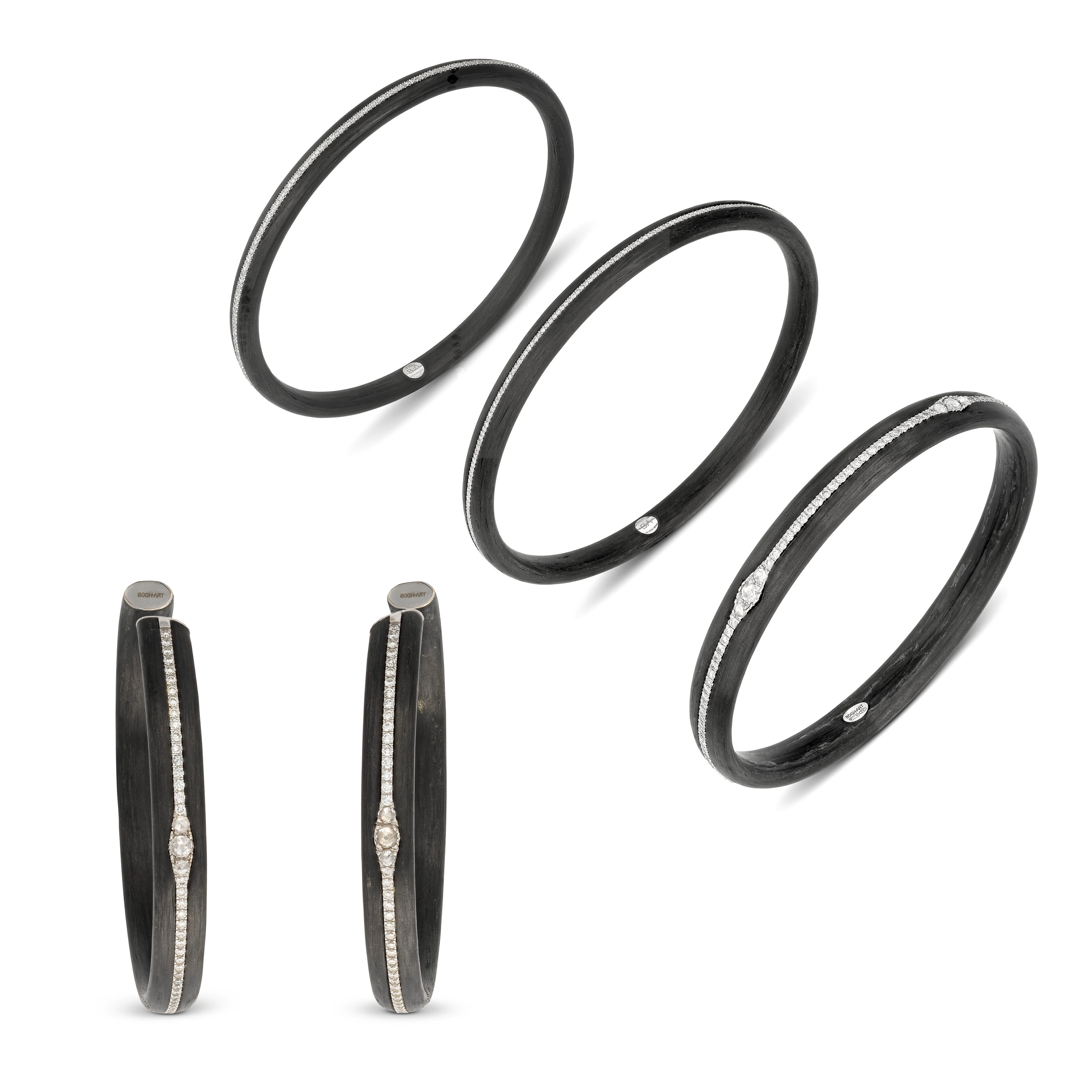 Bogh'art Group of Carbon Fiber and Diamond Jewellery