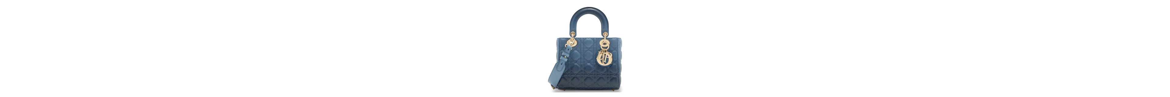 A Gradient Blue Lambskin Leather Small Lady Dior with Silver Hardware