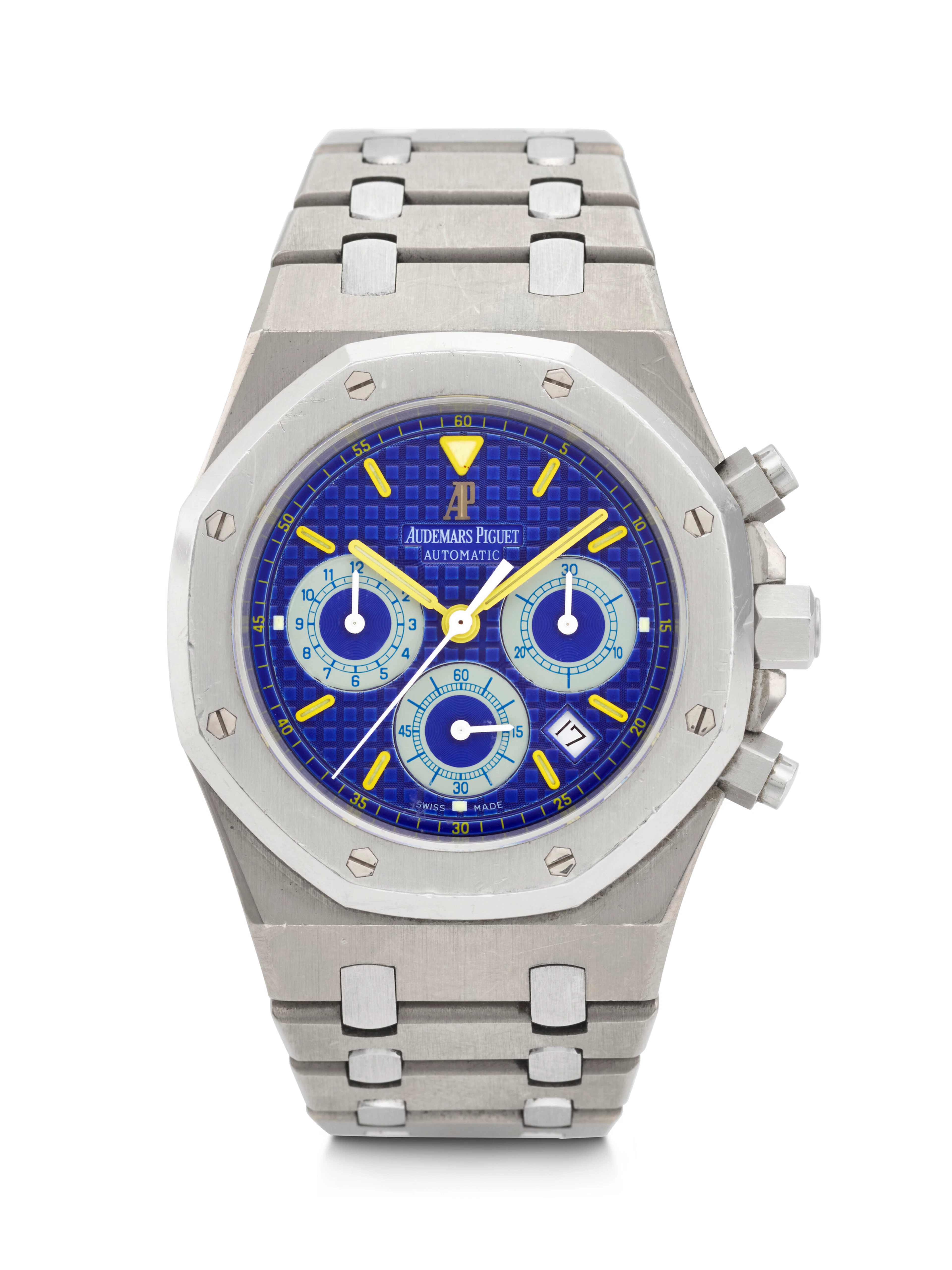AUDEMARS PIGUET. A VERY RARE AND ATTRACTIVE TITANIUM AND STAINLESS