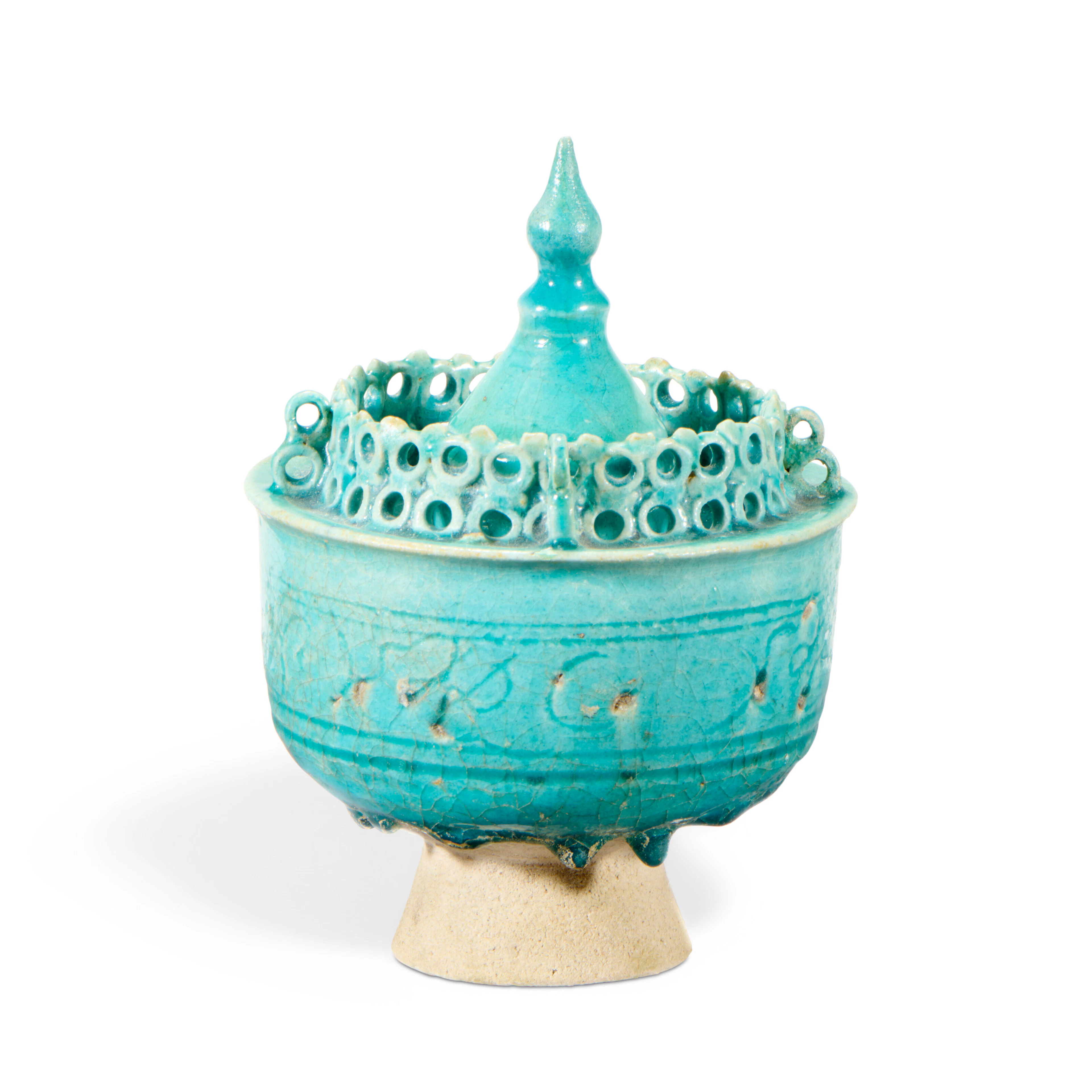 A KASHAN TURQUOISE POTTERY VESSEL