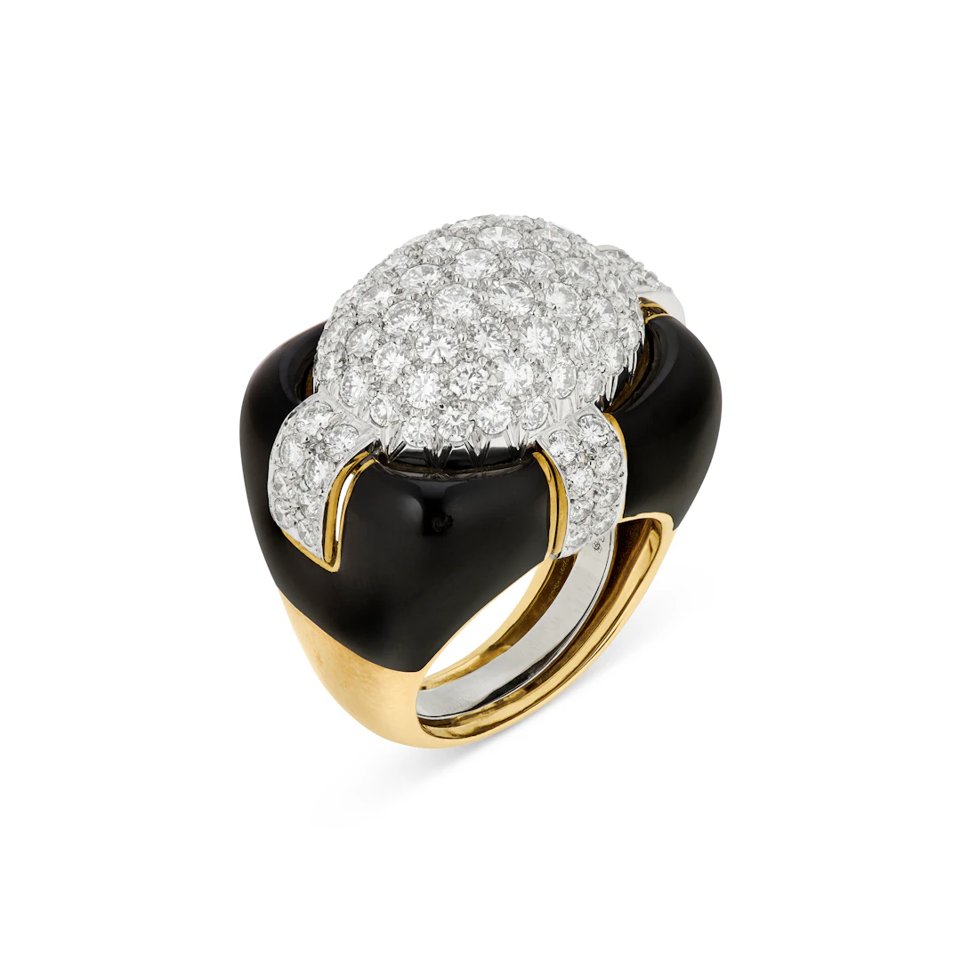 David Webb Diamond and Enamel Ring
