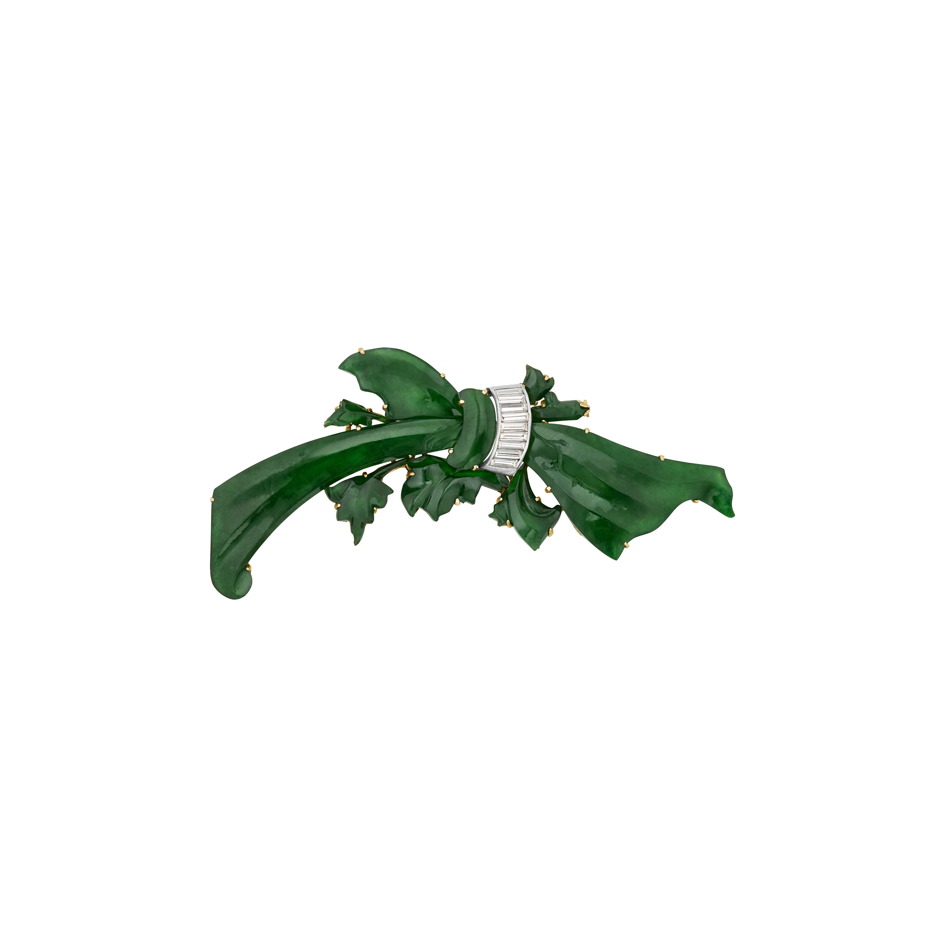 Jade and Diamond Brooch