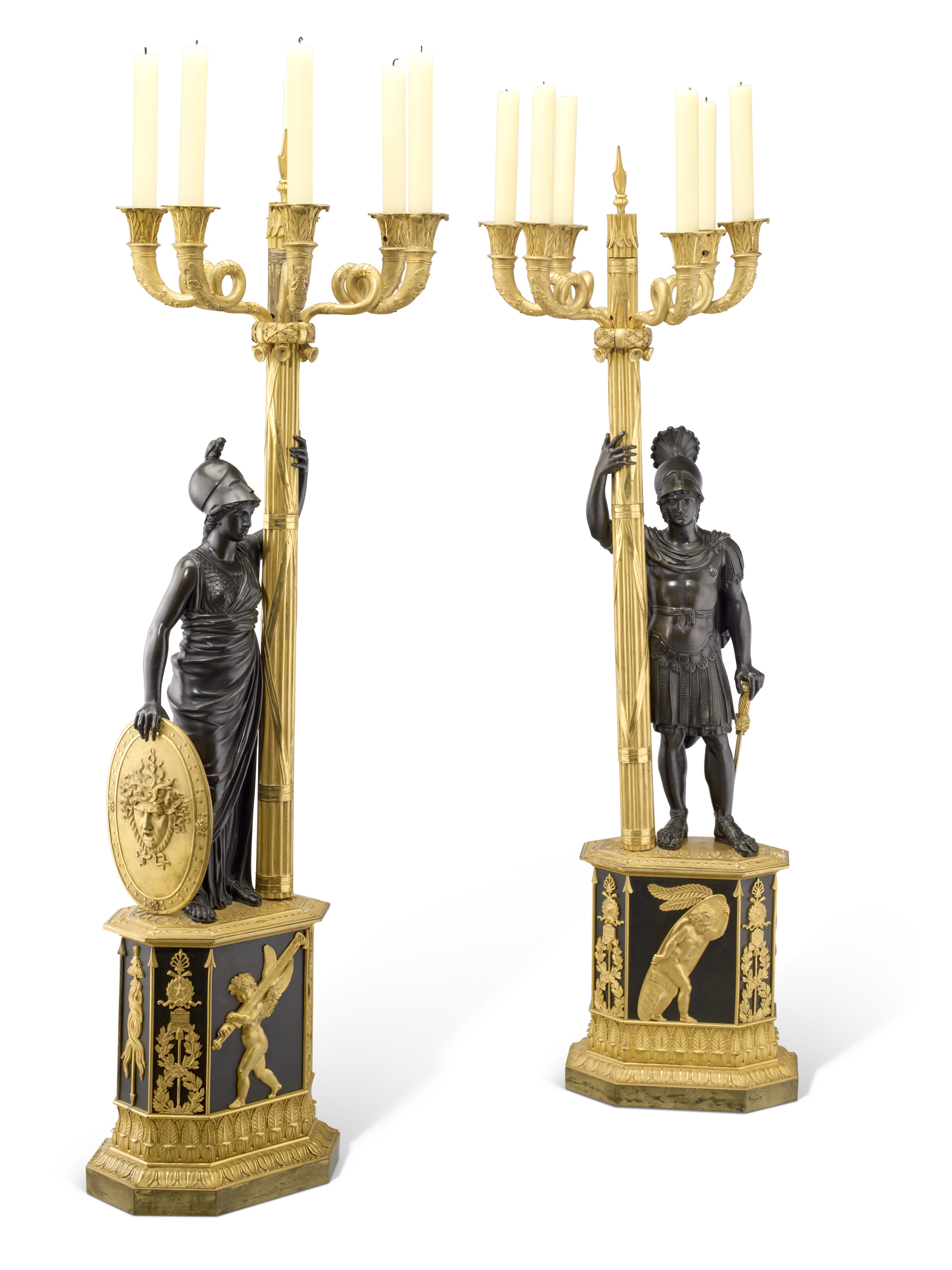 Paire De Candélabres De La Fin De L'époque Empire