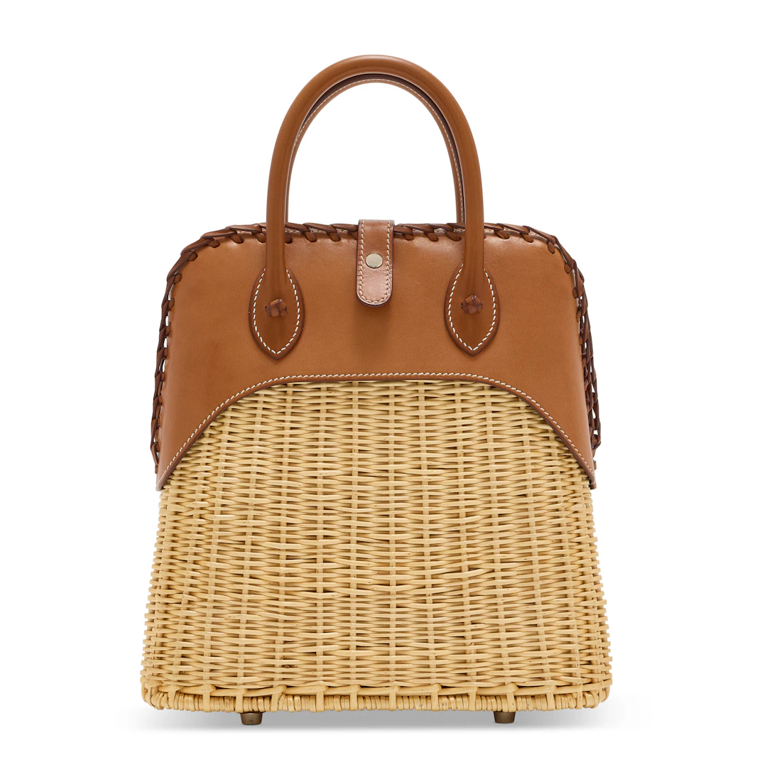 A Limited Edition Fauve Barénia Leather & Osier Picnic Bolide with