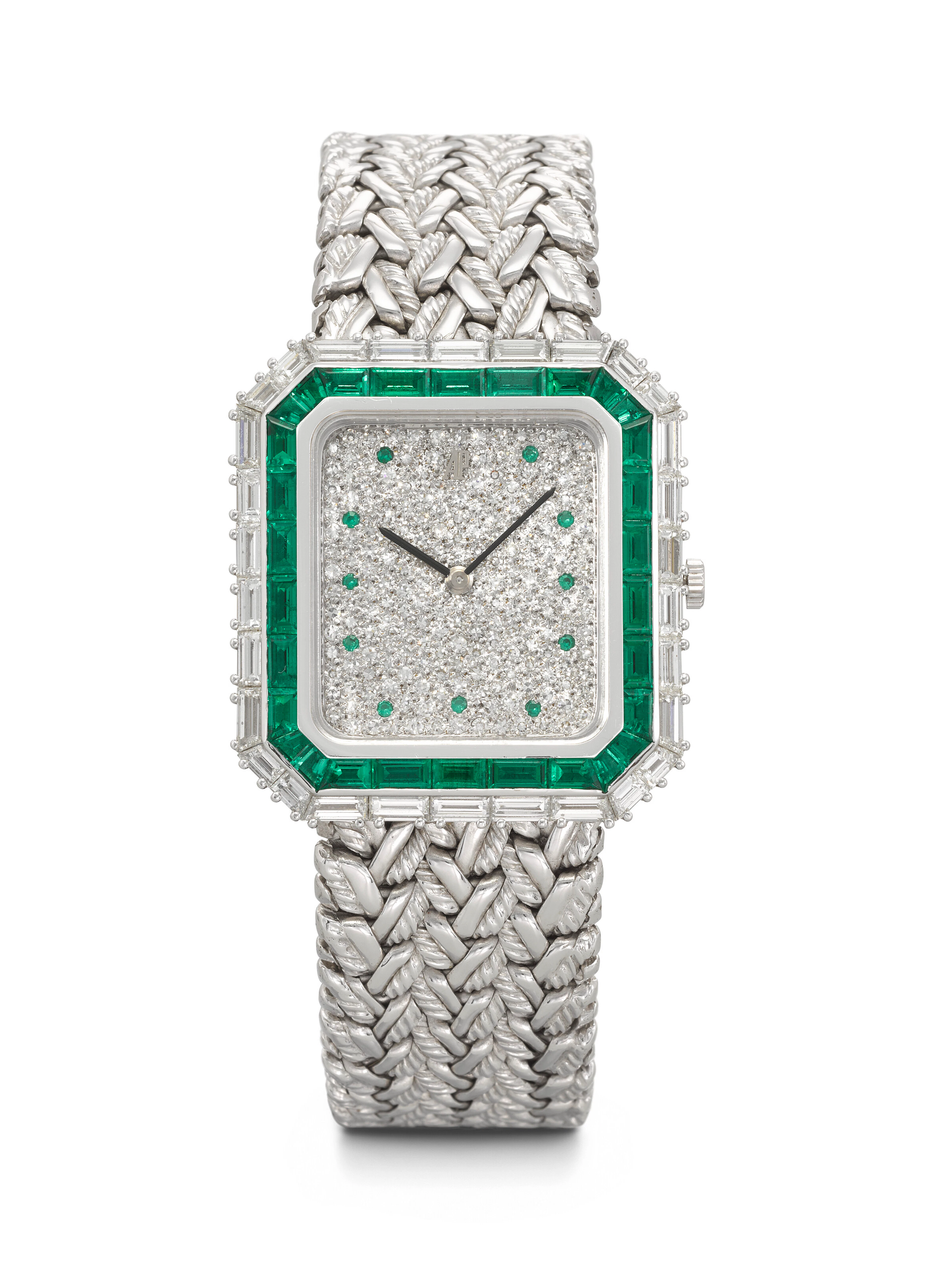 AUDEMARS PIGUET. A VERY RARE AND ATTRACTIVE 18K WHITE GOLD, DIAMOND