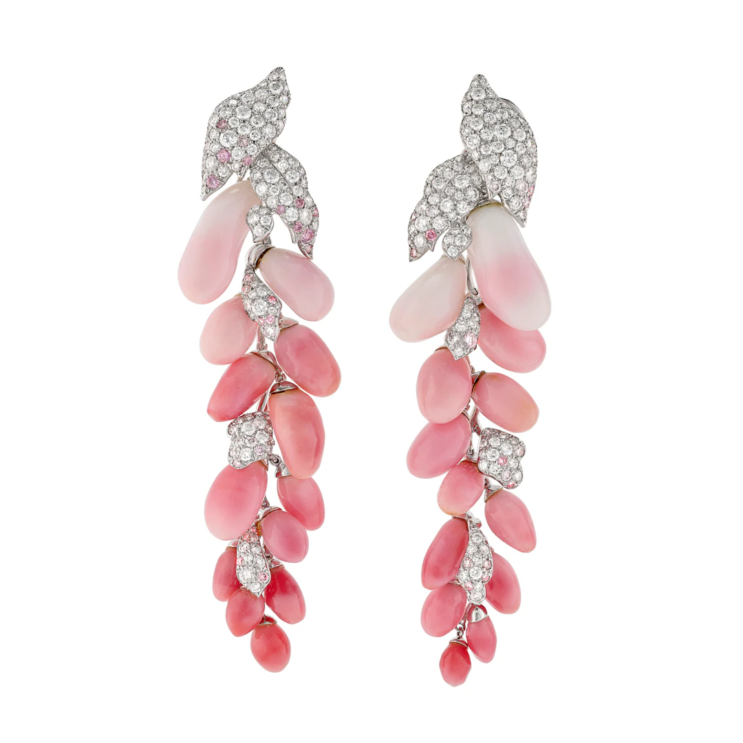 Chopard Pair of Conch Pearl, Coloured Diamond and Diamond Earrings