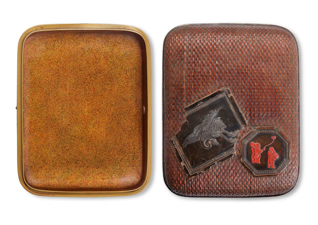 An Inlaid Lacquered-Rattan Ryoshibako (Document Box)