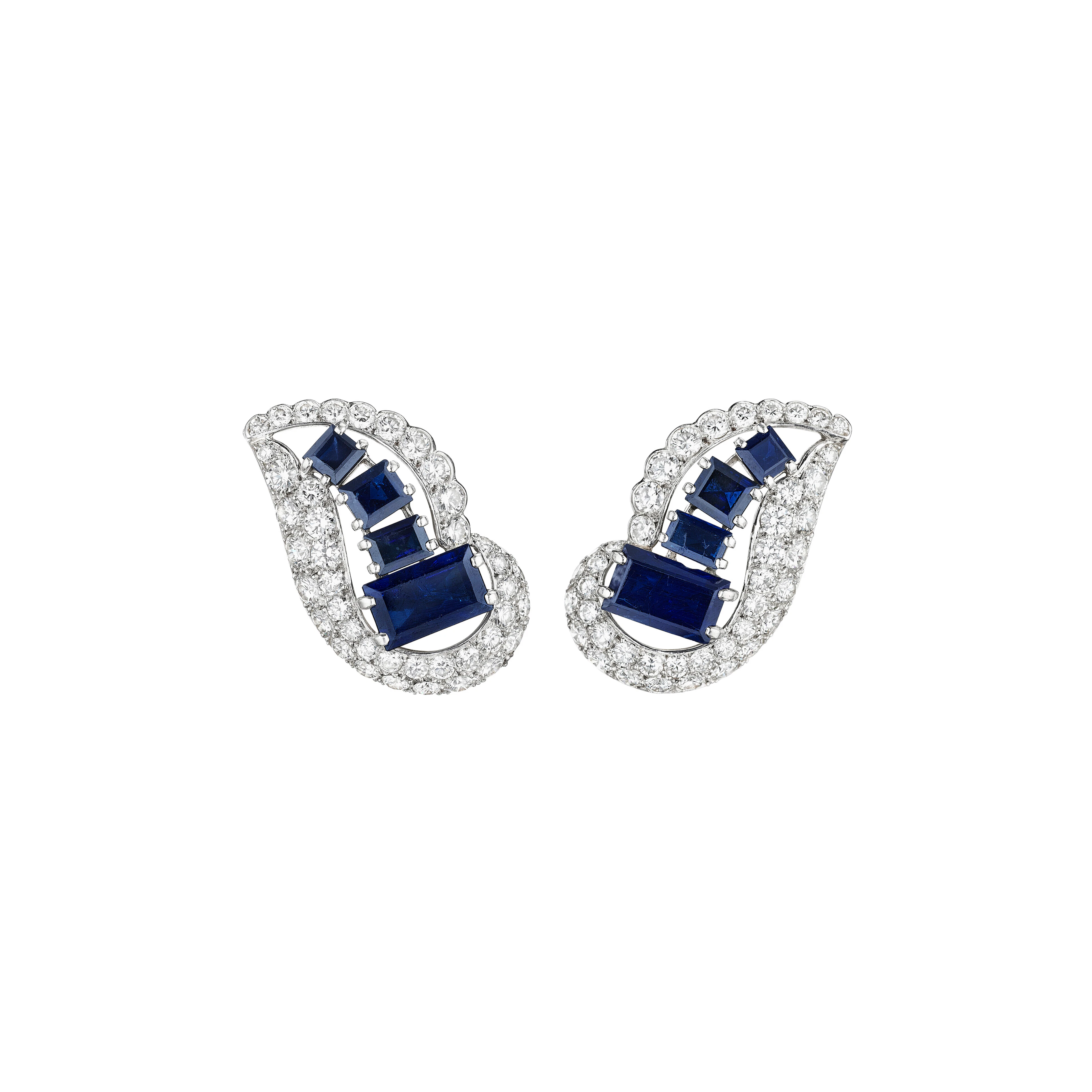 Sapphire and Diamond Earrings, Mounted by Cartier