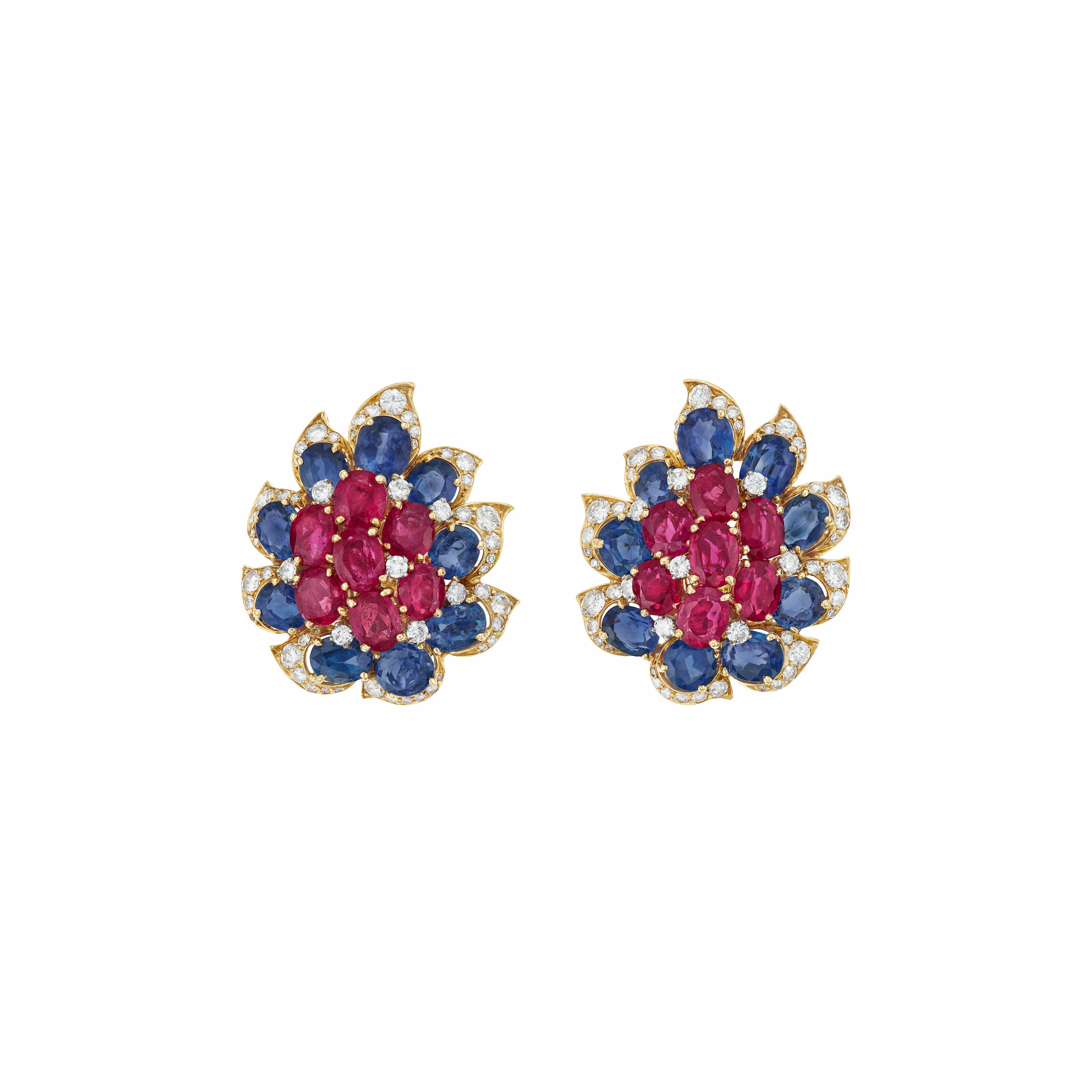 Bulgari Ruby, Sapphire and Diamond Earrings