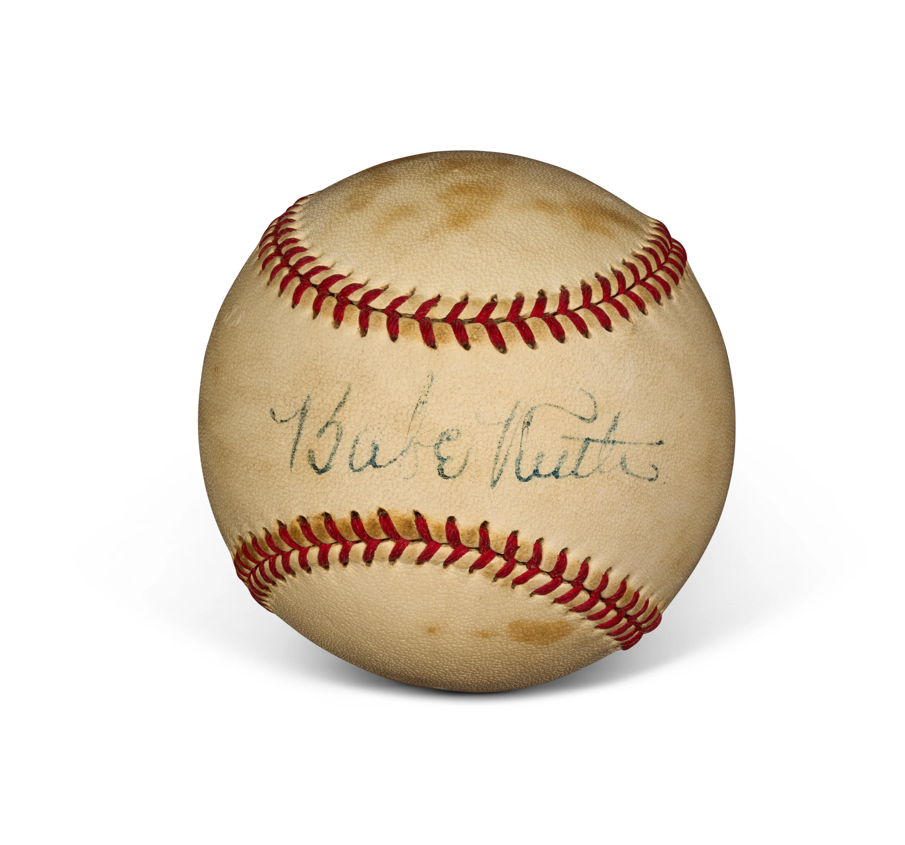 BABE RUTH SINGLE SIGNED BASEBALL (PSA/DNA "6")