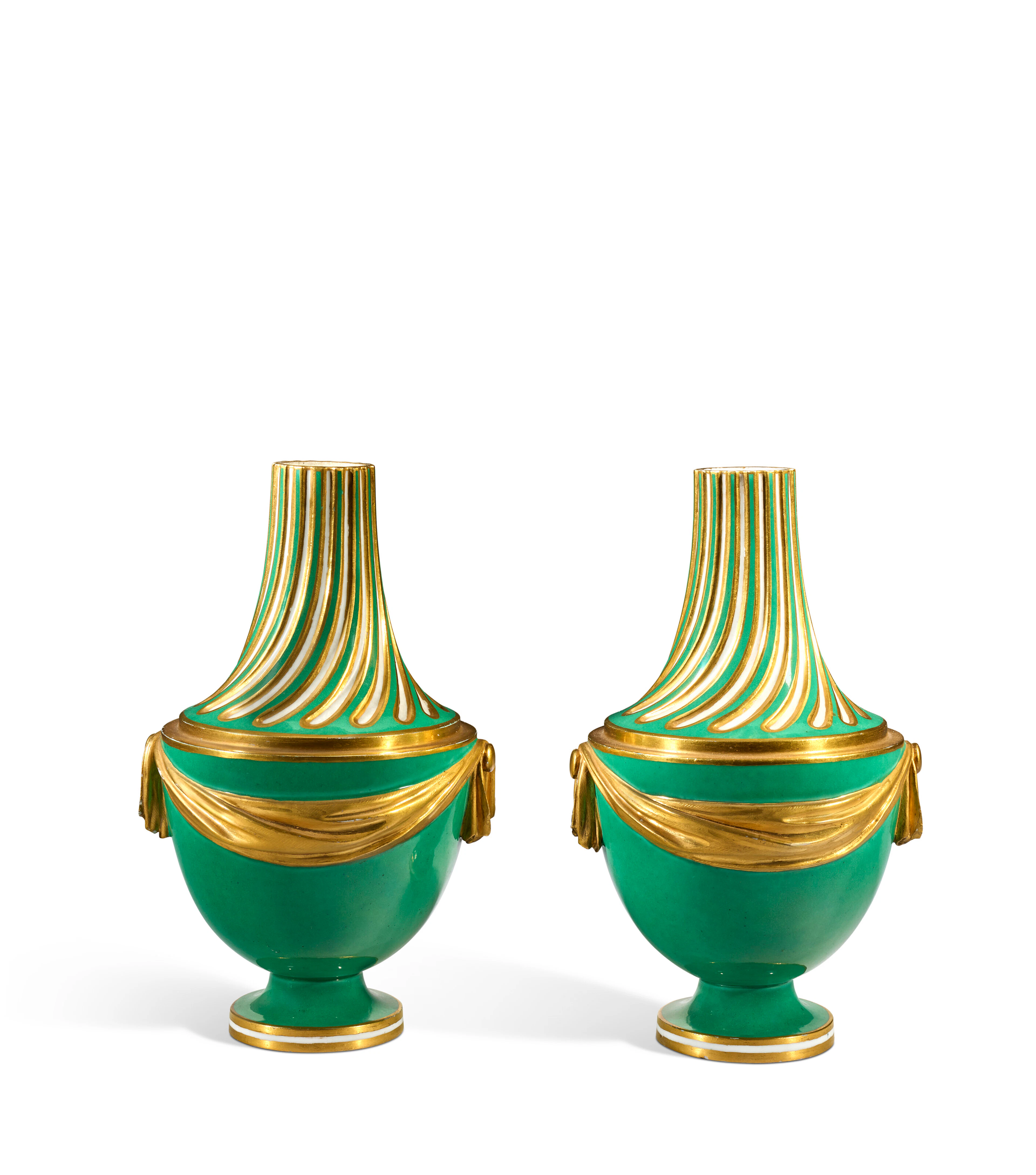Paire De Vases Bouteille En Écharpe D'époque Louis Xv