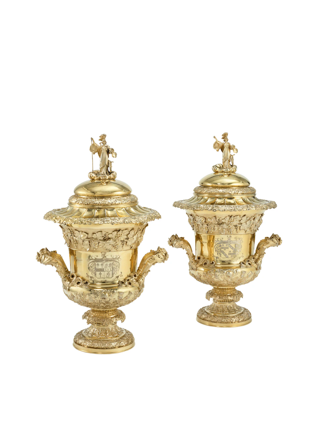 A Pair of George Iv Silver-Gilt Combination Wine-Coolers and Cups