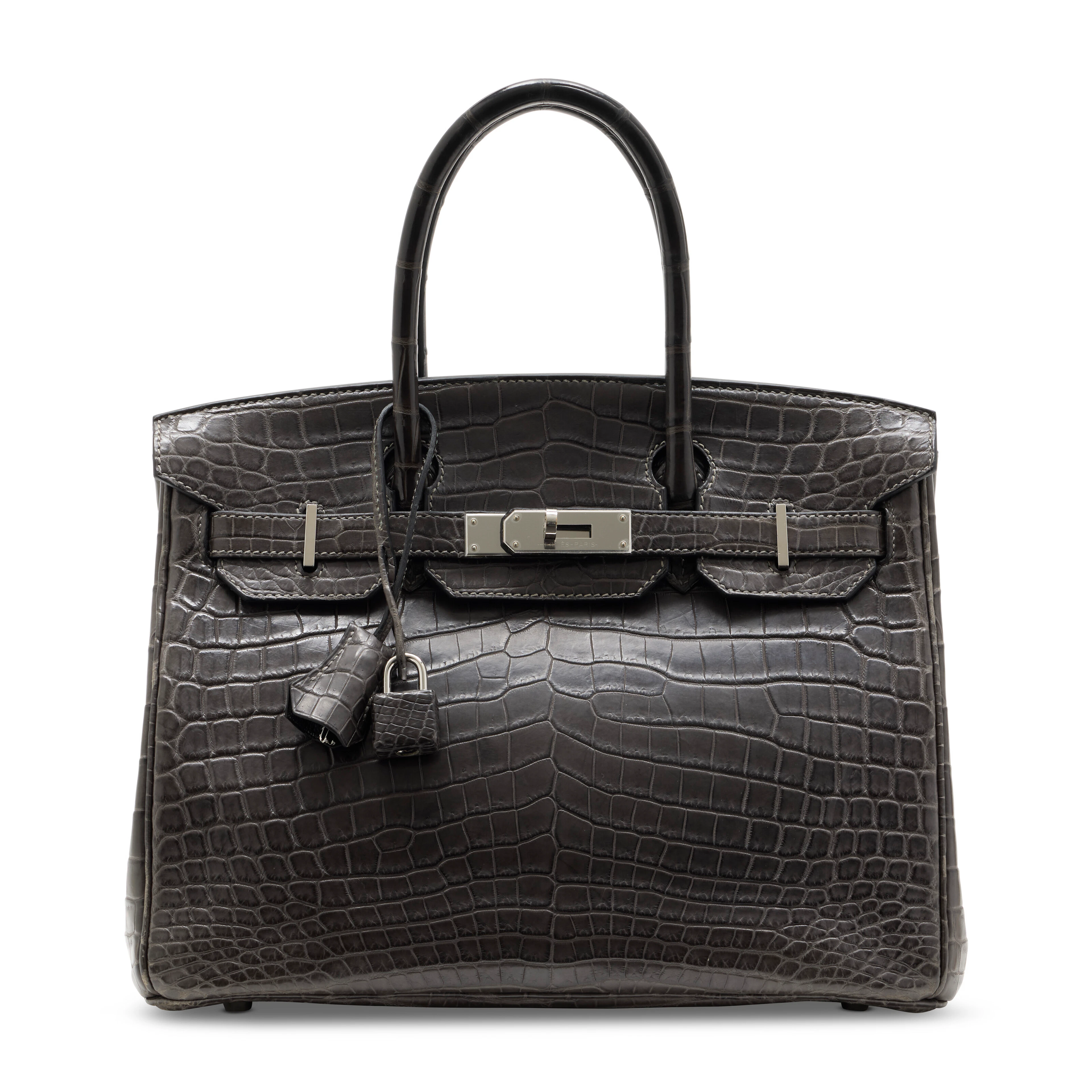 A MATTE GRAPHITE NILOTICUS CROCODILE BIRKIN 30 WITH PALLADIUM HARDWARE