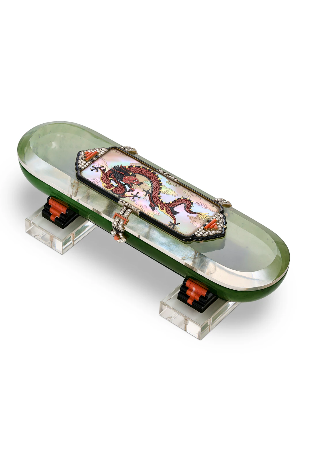 Magnificent Cartier Art Deco Multi-Gem and Lacquer Ink Pen Case