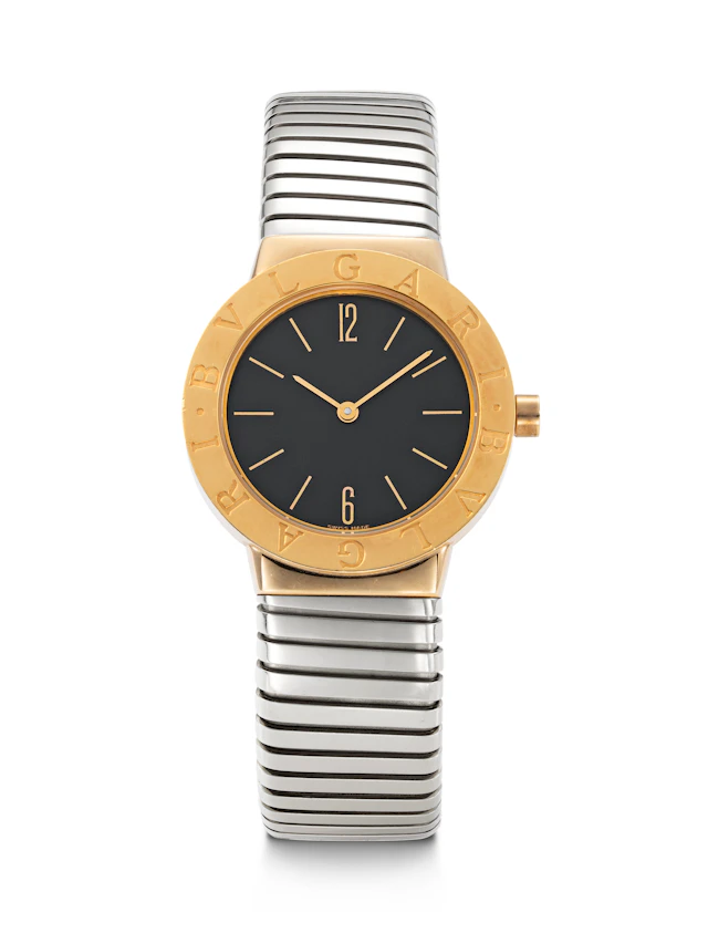 Bulgari. An 18K Gold and White Gold Bangle Watch